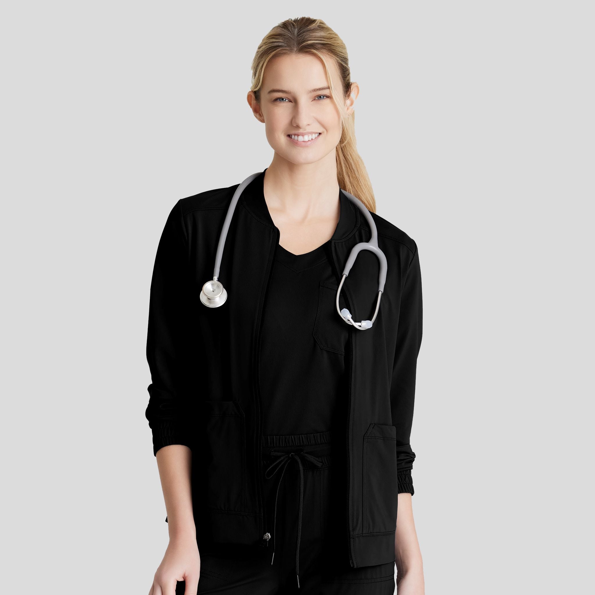 Contour 3-Pocket Front Zipper Warm Up | Black