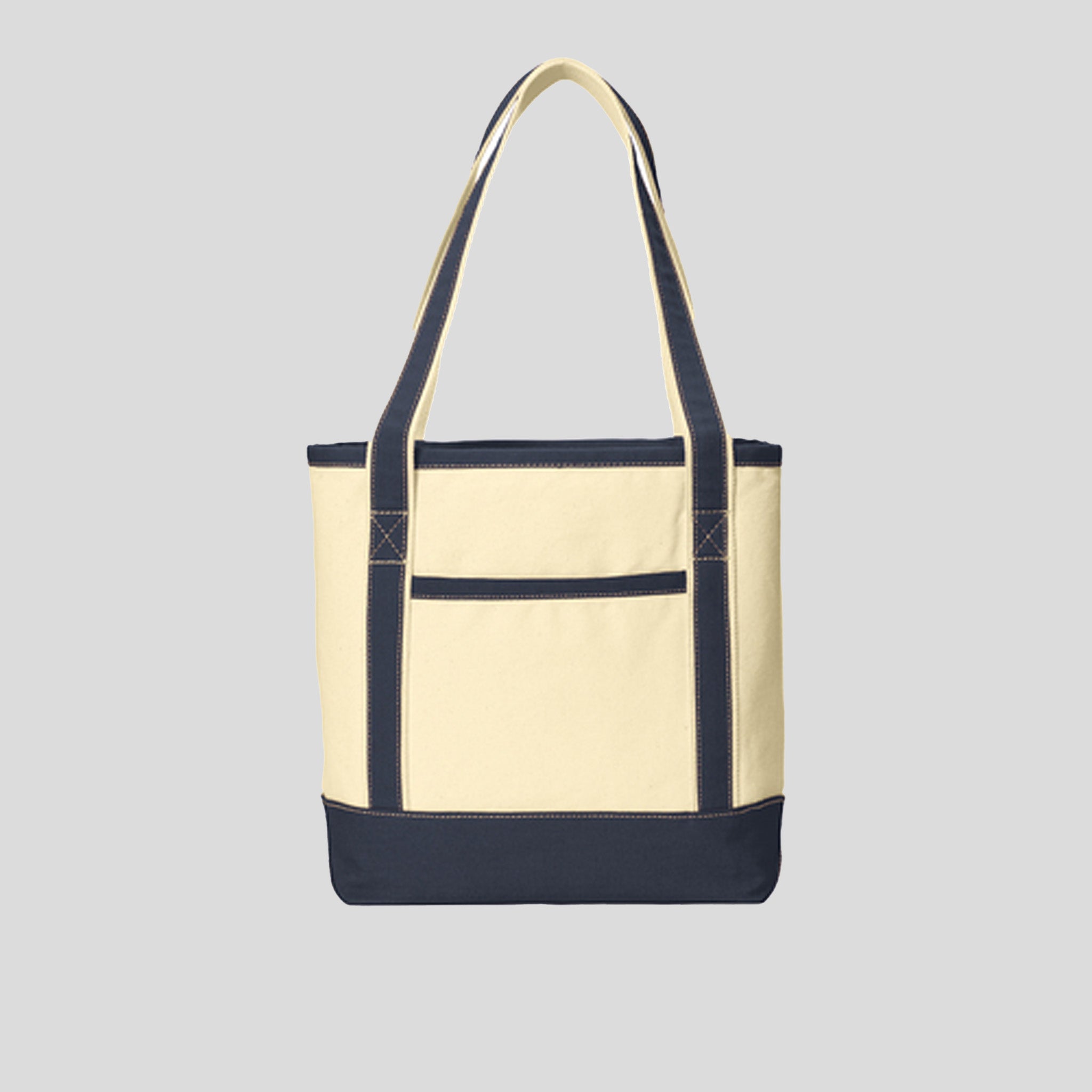 Medium Cotton Canvas Tote | Natural/Navy