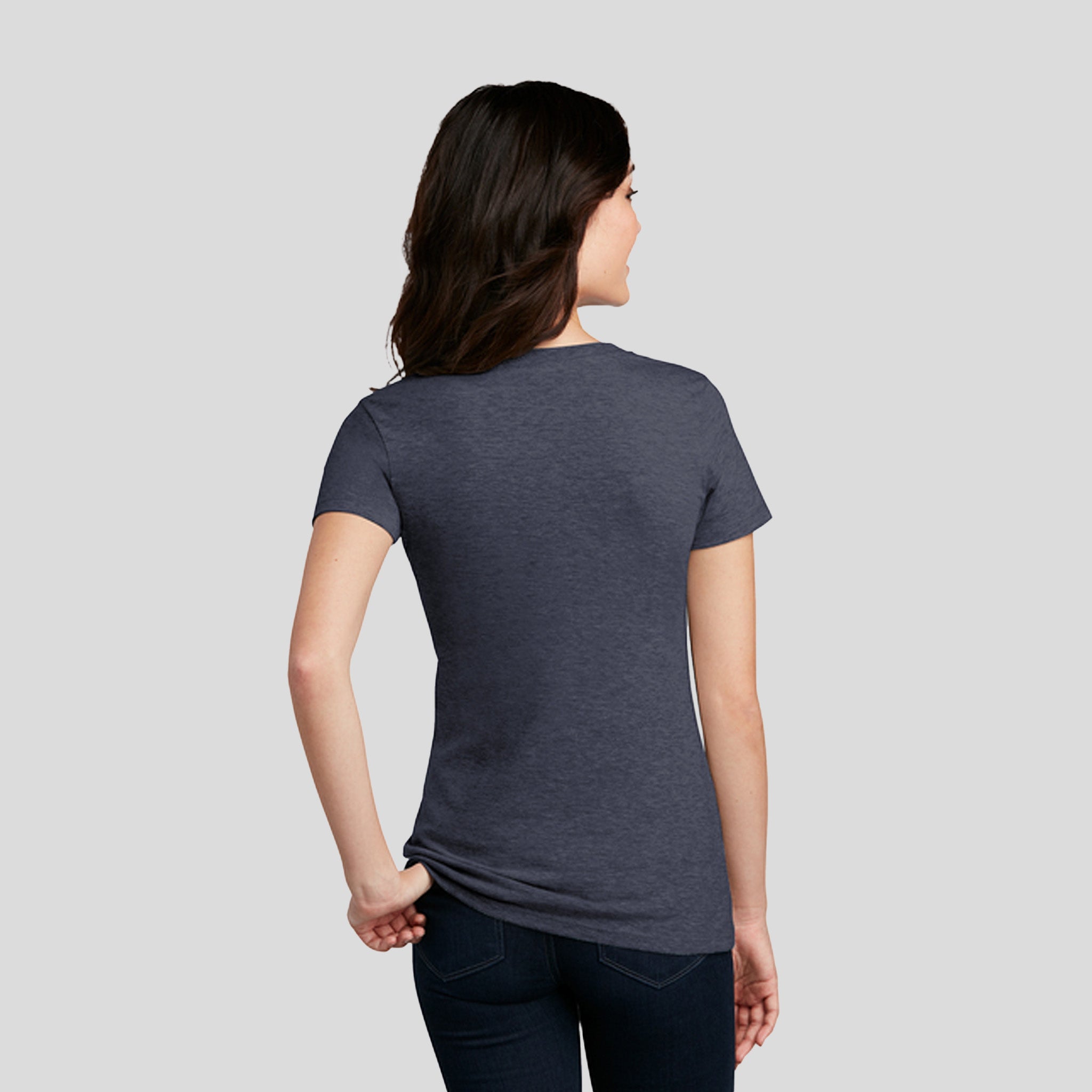 Womenโs Perfect Blendยฎ CVC V-Neck Tee | Heathered Navy