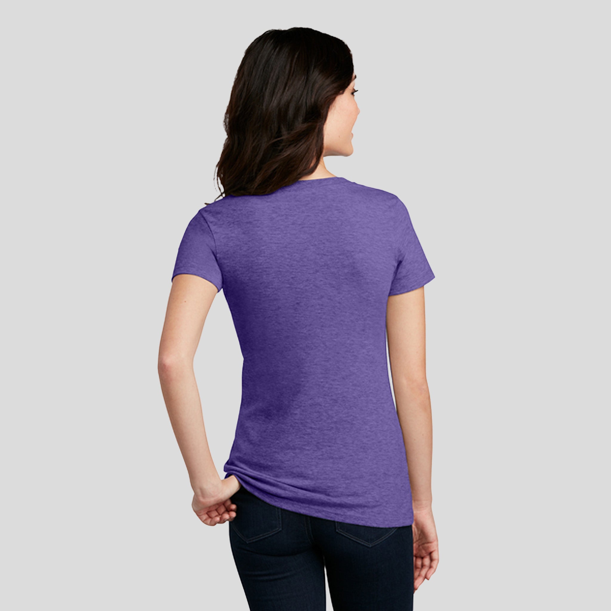 Womenโs Perfect Blendยฎ CVC V-Neck Tee | Heathered Purple