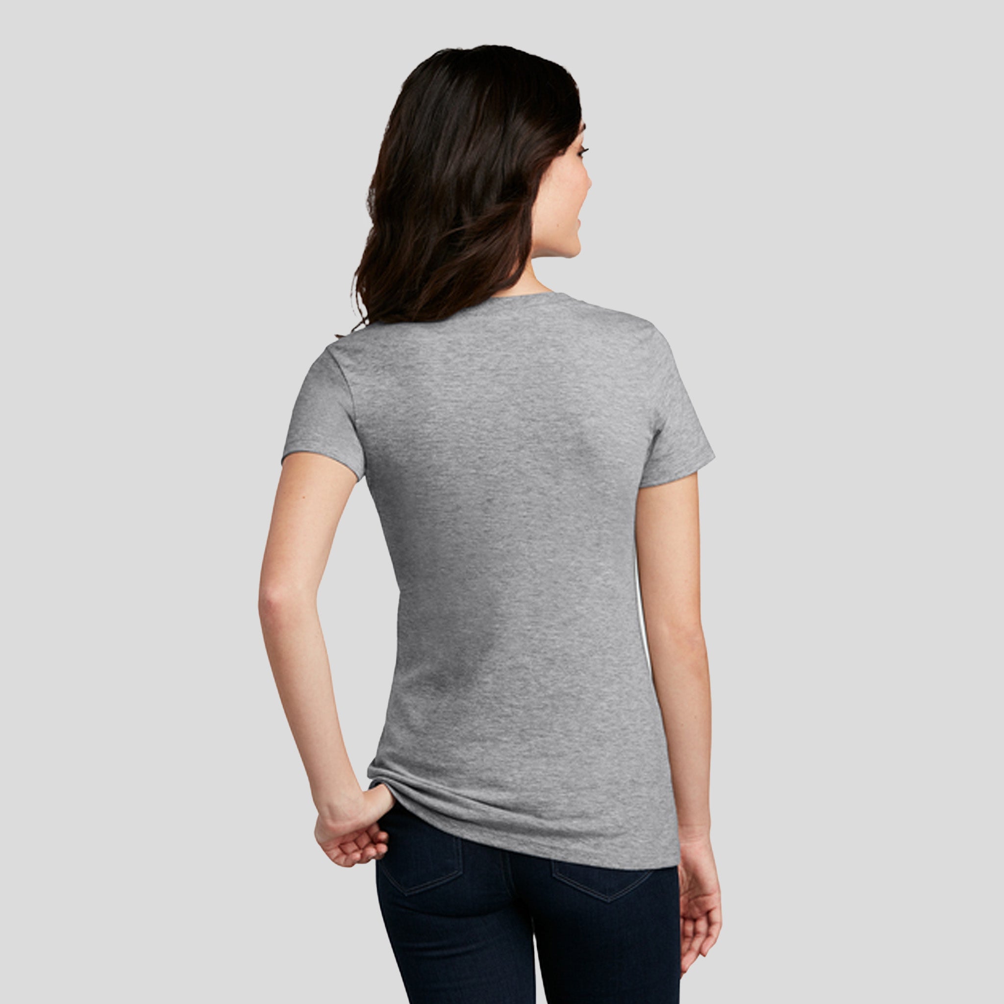 Womenโs Perfect Blendยฎ CVC V-Neck Tee | Light Heather Grey