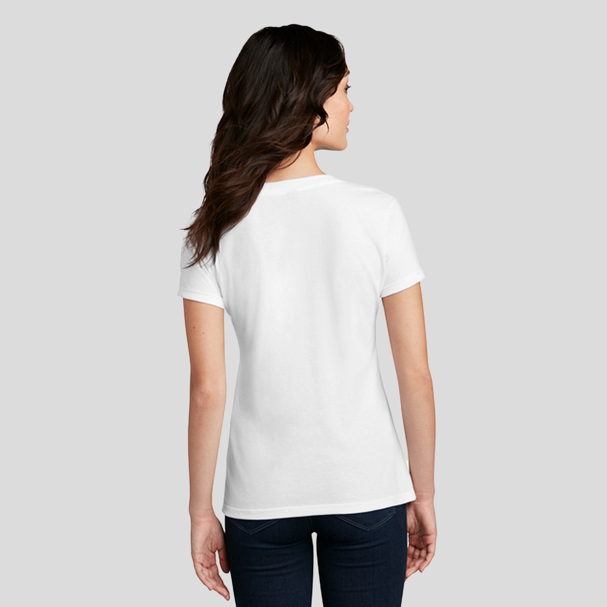 Womenโs Perfect Blendยฎ CVC V-Neck Tee | White