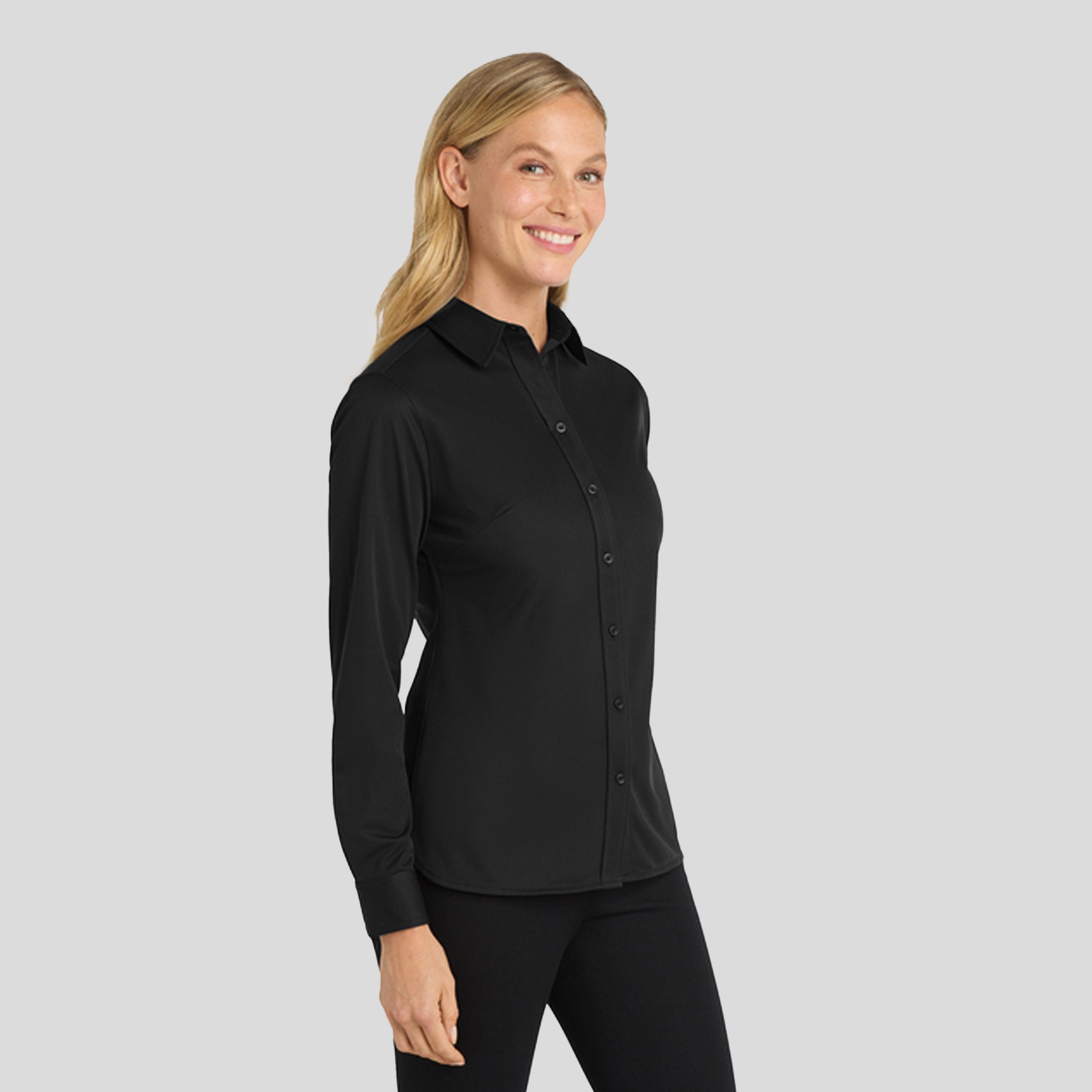 Women's Dimension Knit Dress Shirt | Black