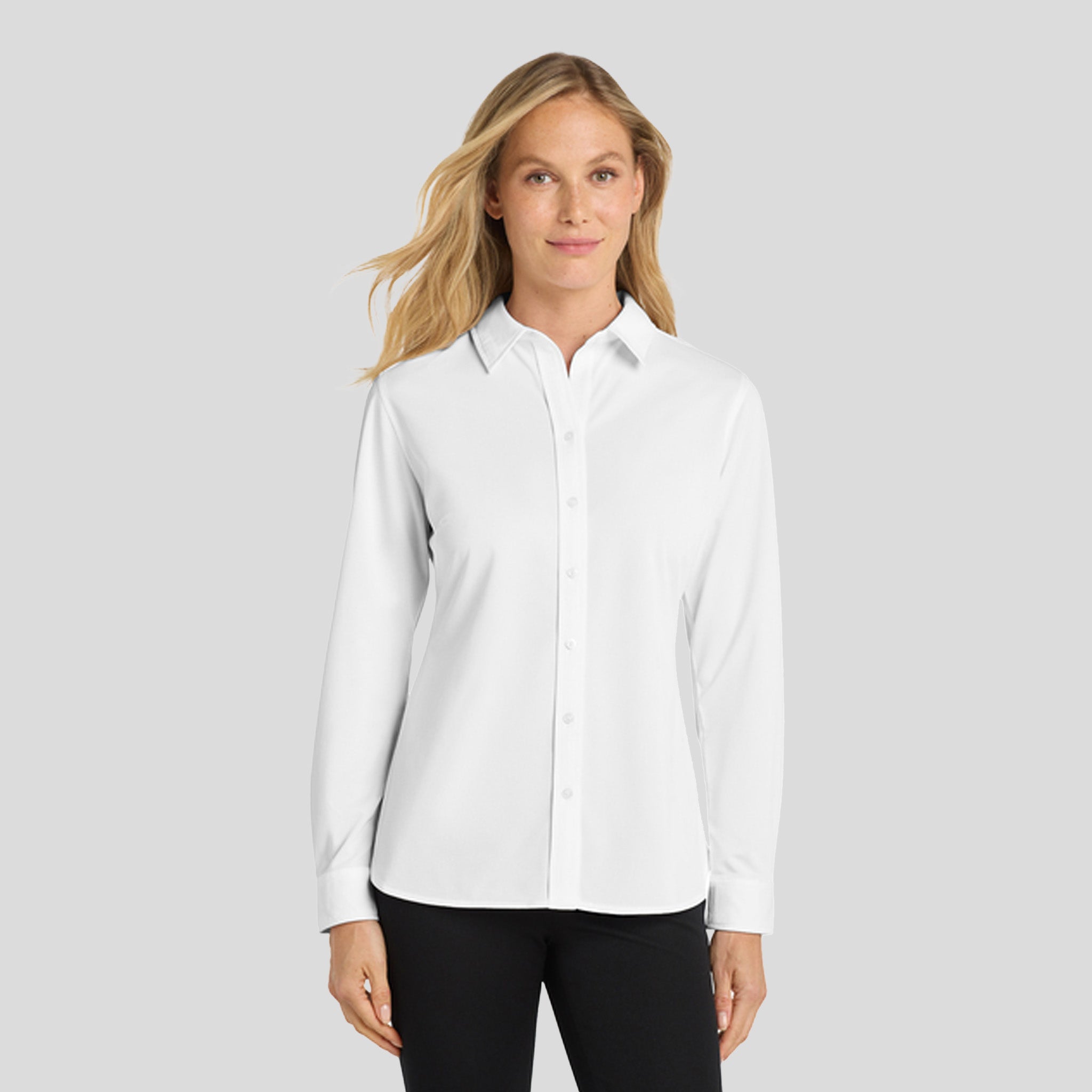 Women's Dimension Knit Dress Shirt | White