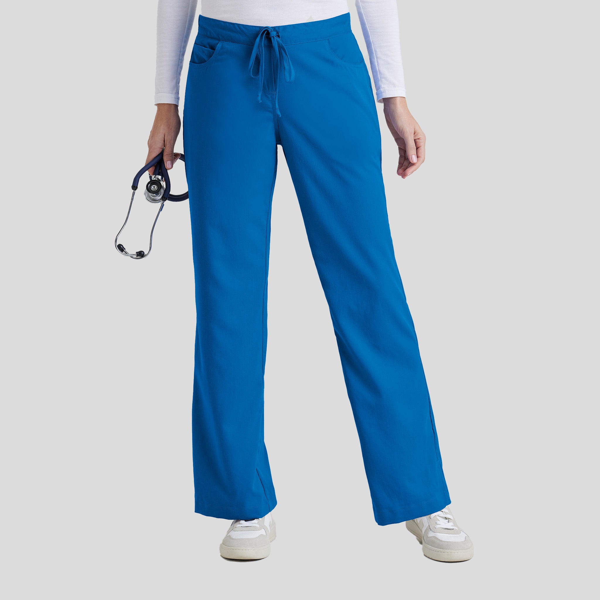 Riley 5-Pocket Mid-Rise Flared Leg Scrub Pant | Royal
