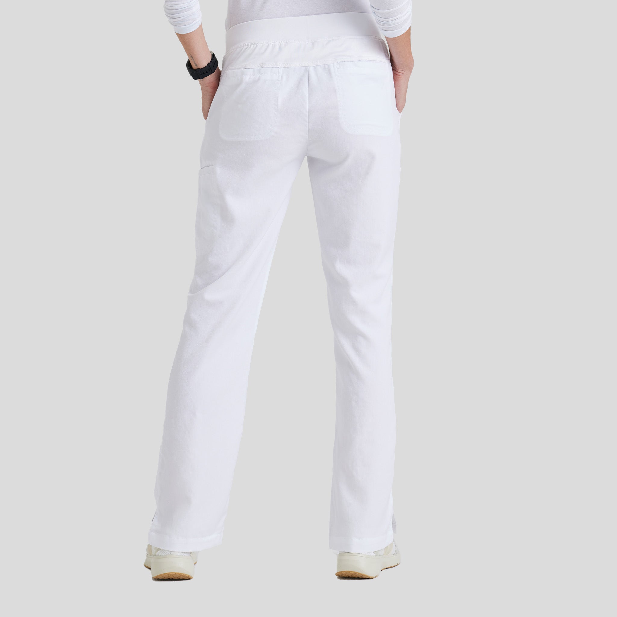 Mia 6-Pocket Low-Rise Straight Leg Scrub Pant | White