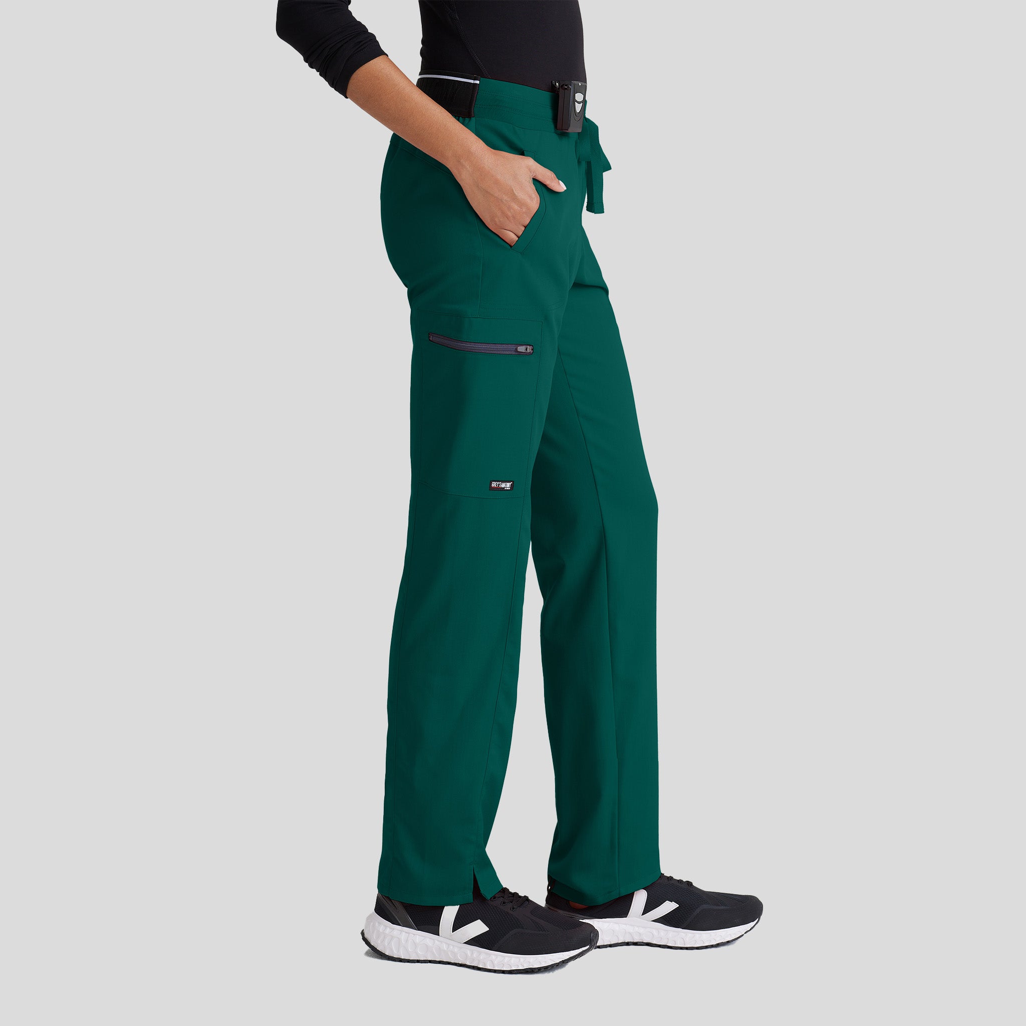 Kim 3-Pocket Mid-Rise Straight Leg Scrub Pant | Hunter
