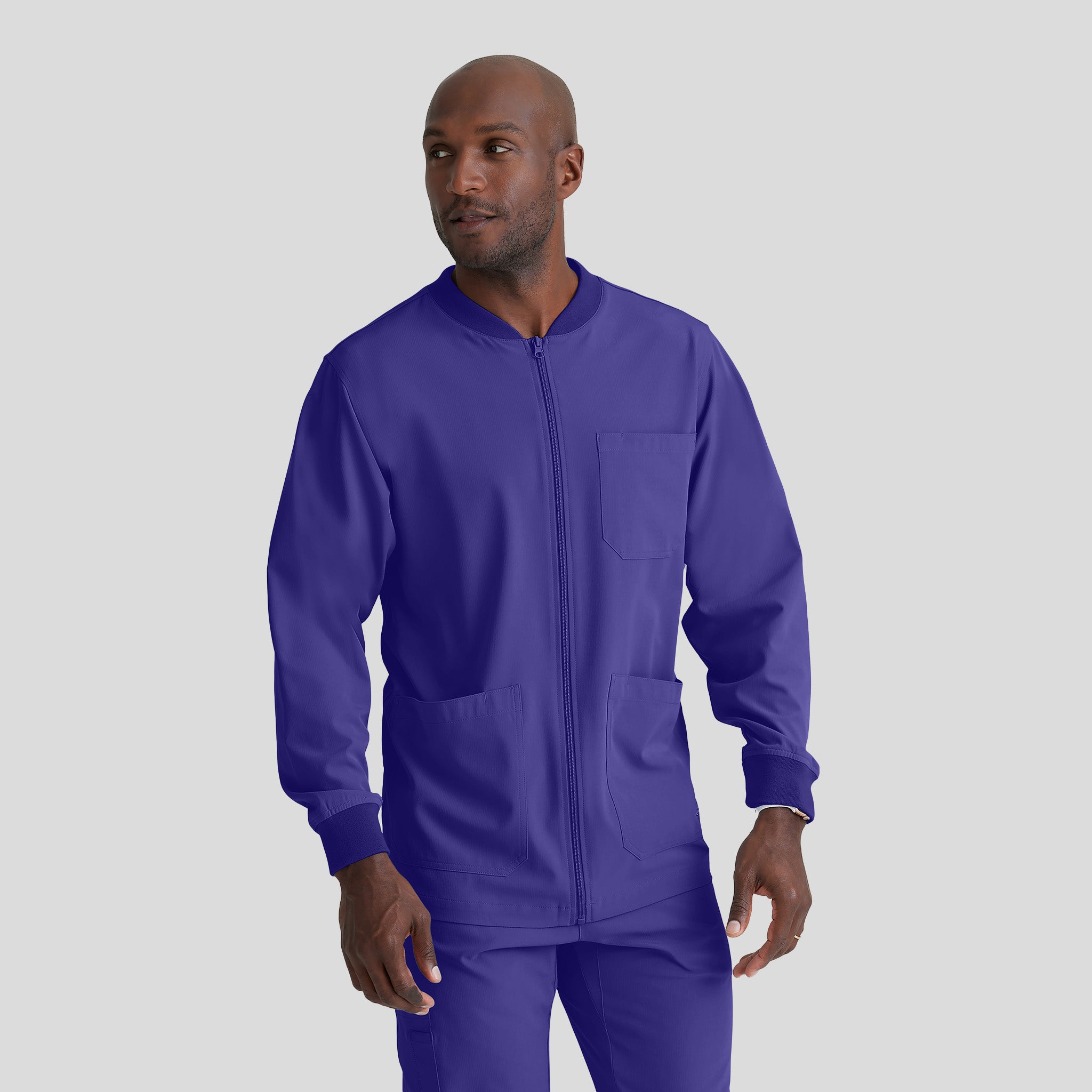 Men's Structure 3-Pocket Crewneck Warmup Scrub Jacket | Grape