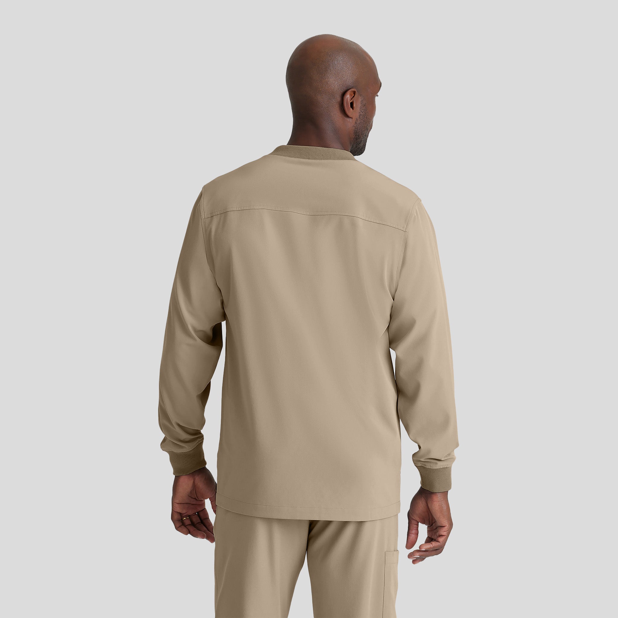 Men's Structure 3-Pocket Crewneck Warmup Scrub Jacket | Khaki