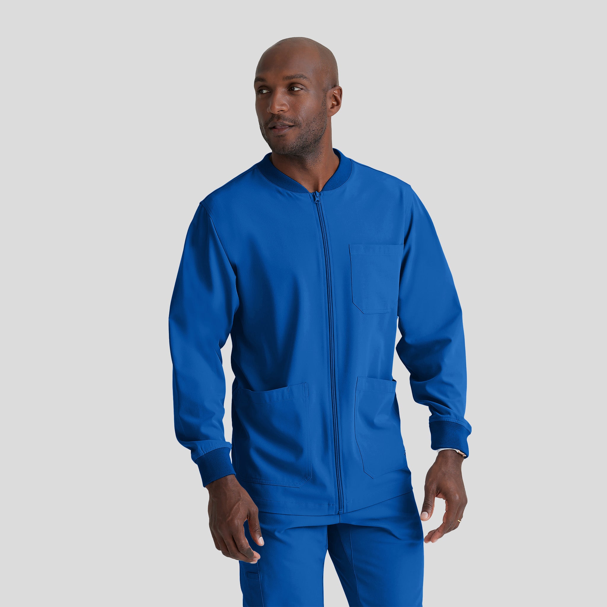 Men's Structure 3-Pocket Crewneck Warmup Scrub Jacket | Royal