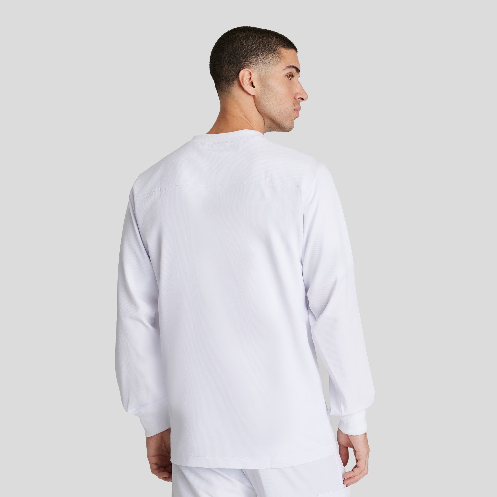 Men's Structure 3-Pocket Crewneck Warmup Scrub Jacket | White