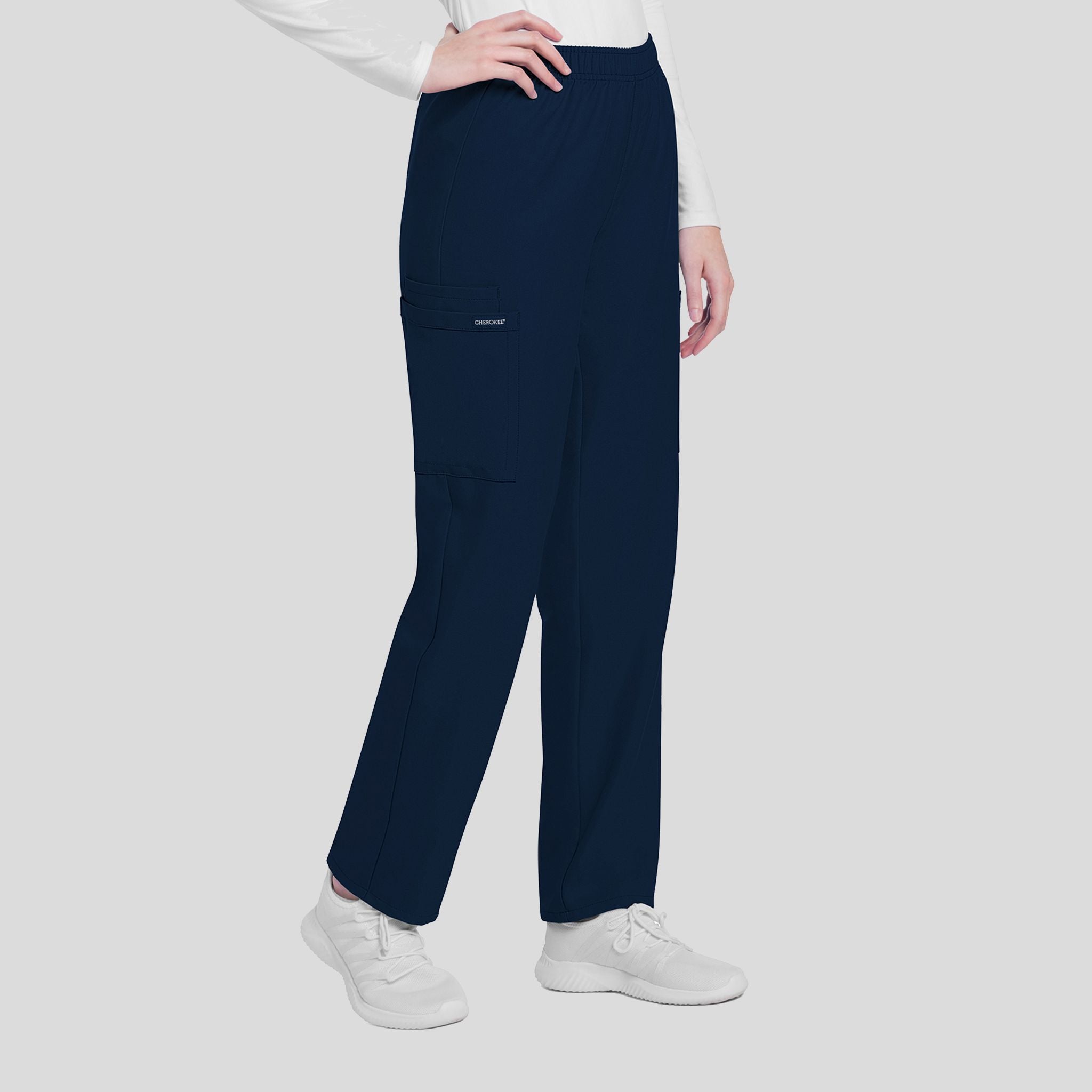 Mid Rise Pull-on Slim Leg Cargo Pant | Navy