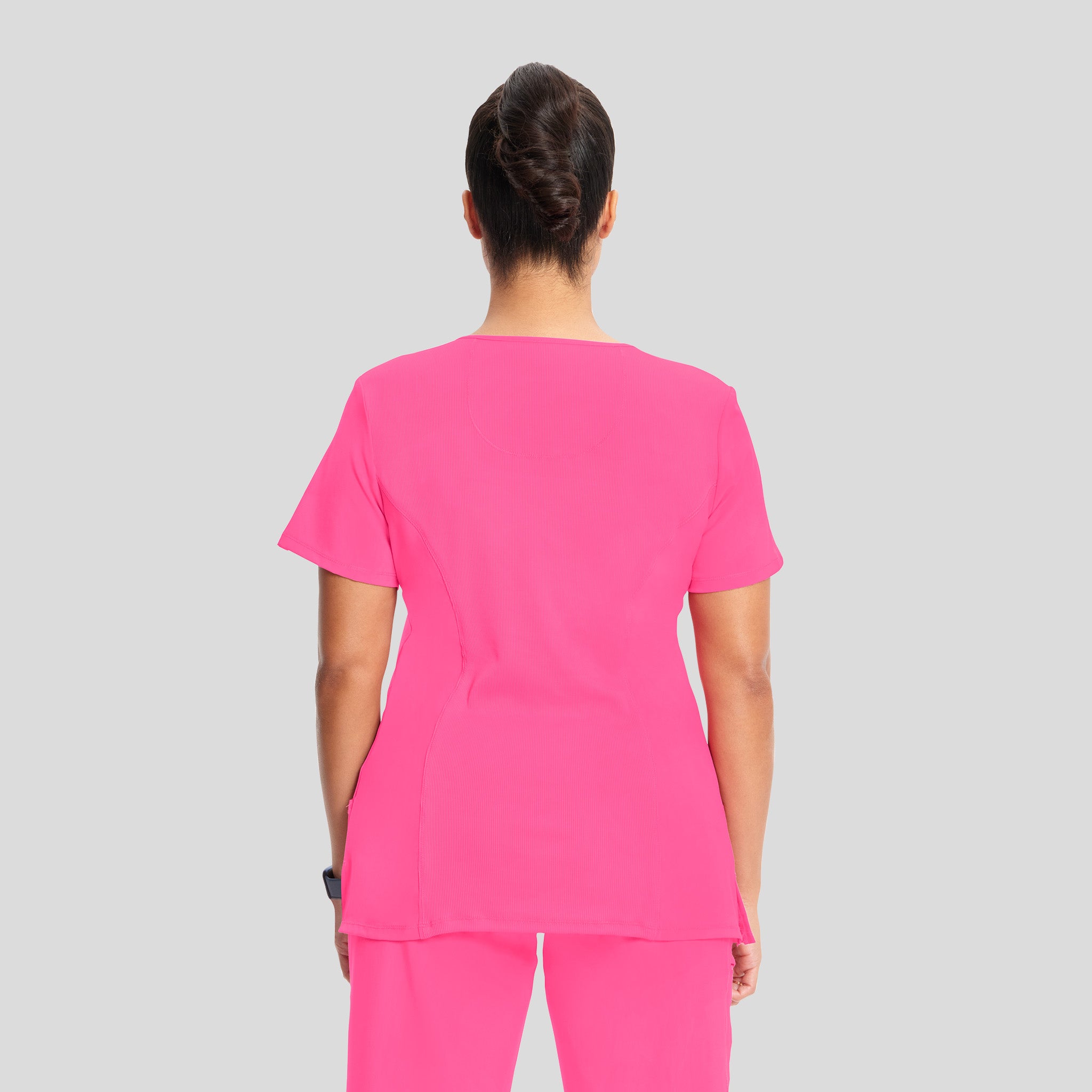 Infinity Mock Wrap Solid Scrub Top | Pink
