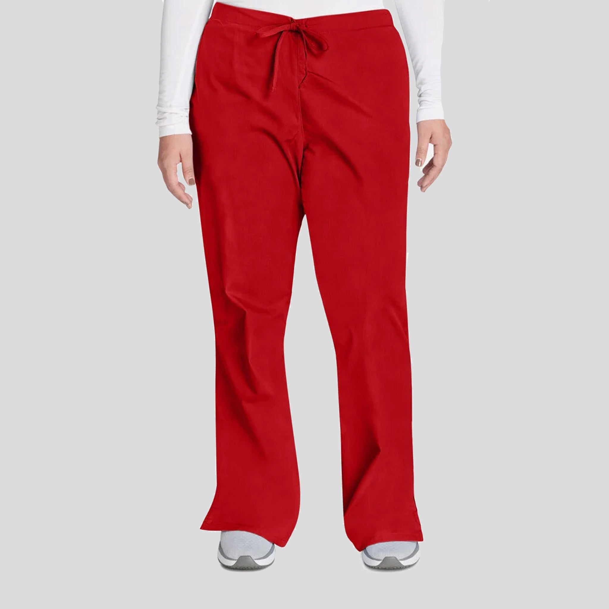 Natural Rise Flare Leg Drawstring Pant | Red
