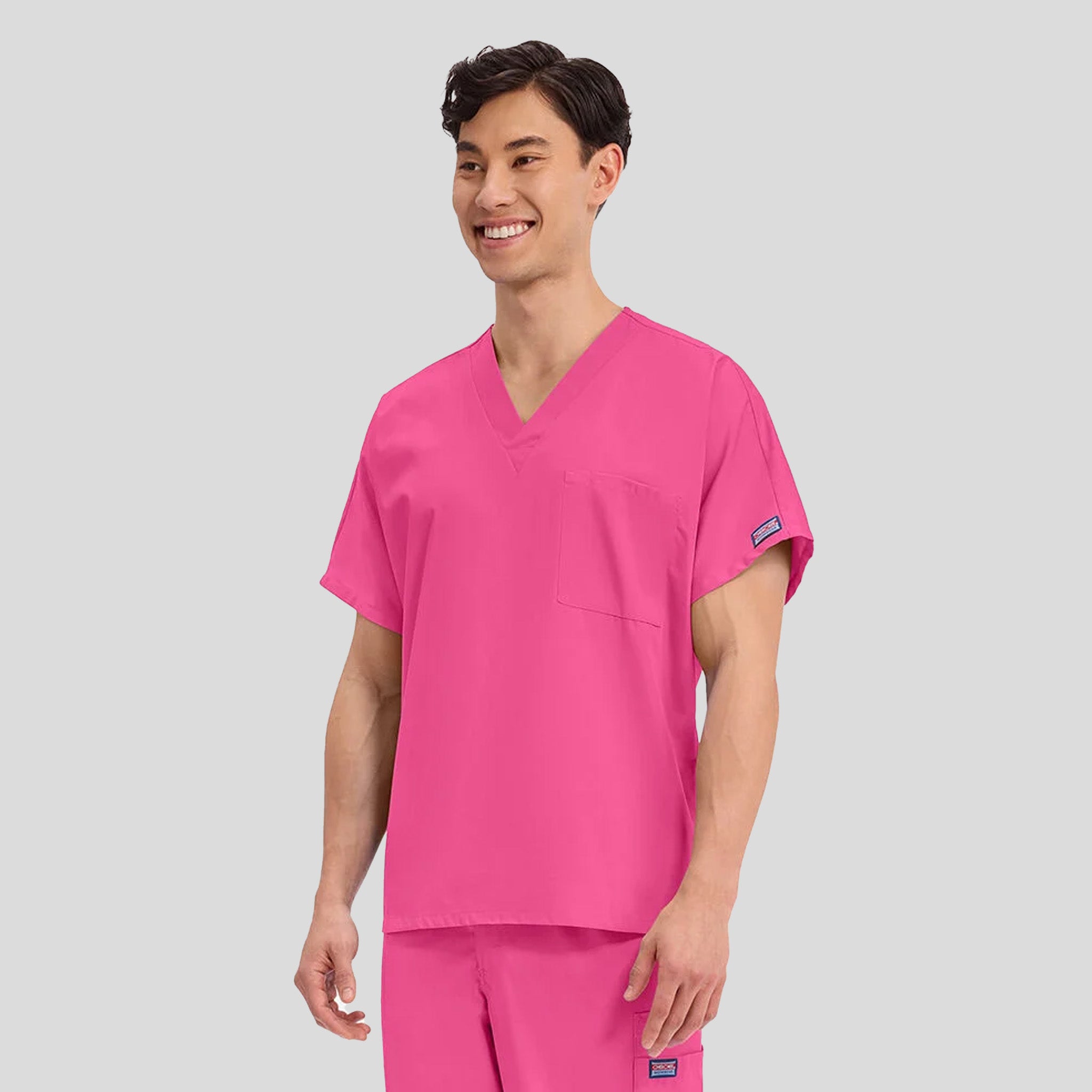 Unisex V-Neck 1 Pocket | Shocking Pink