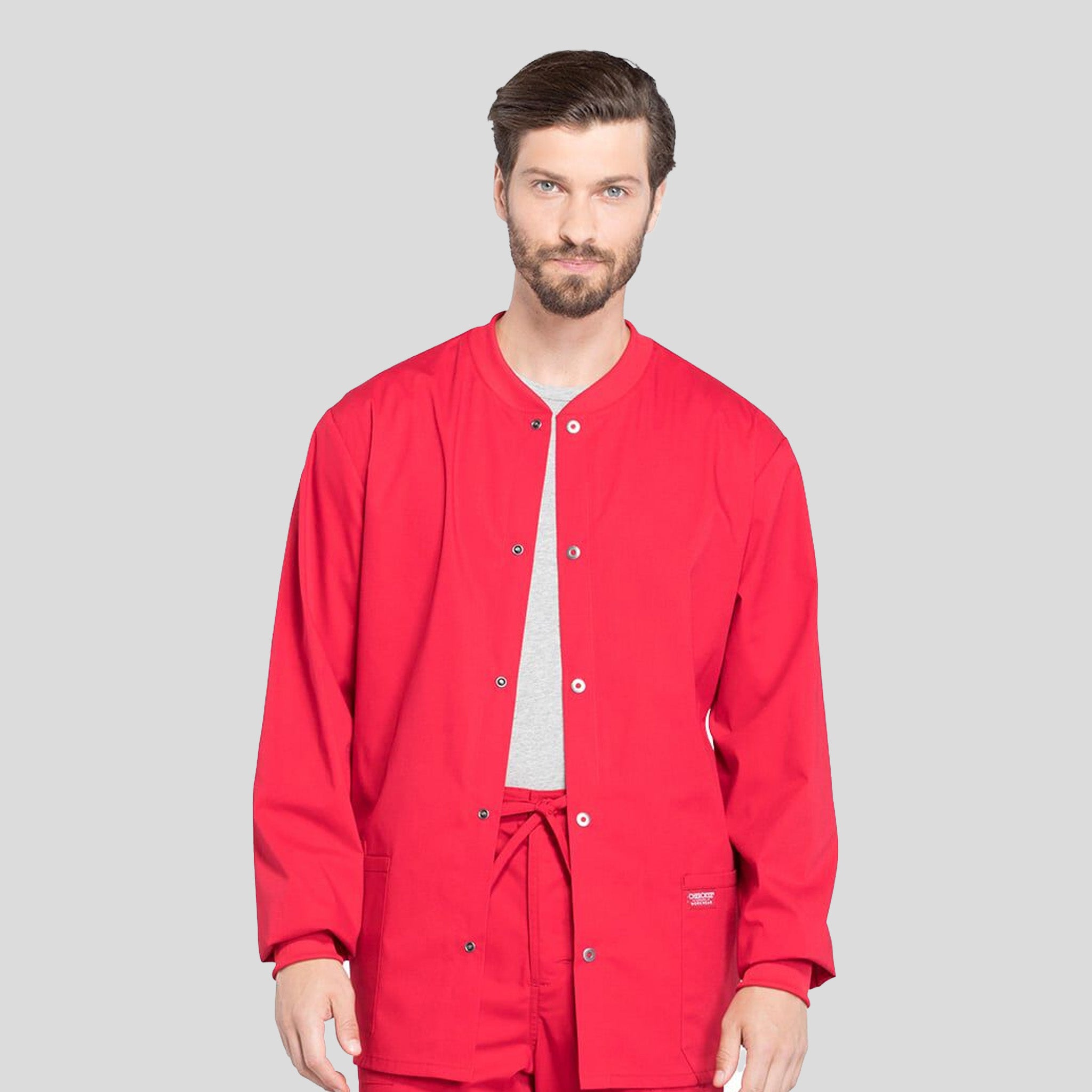 Men's Snap Front Warm-Up Jacket | Red
