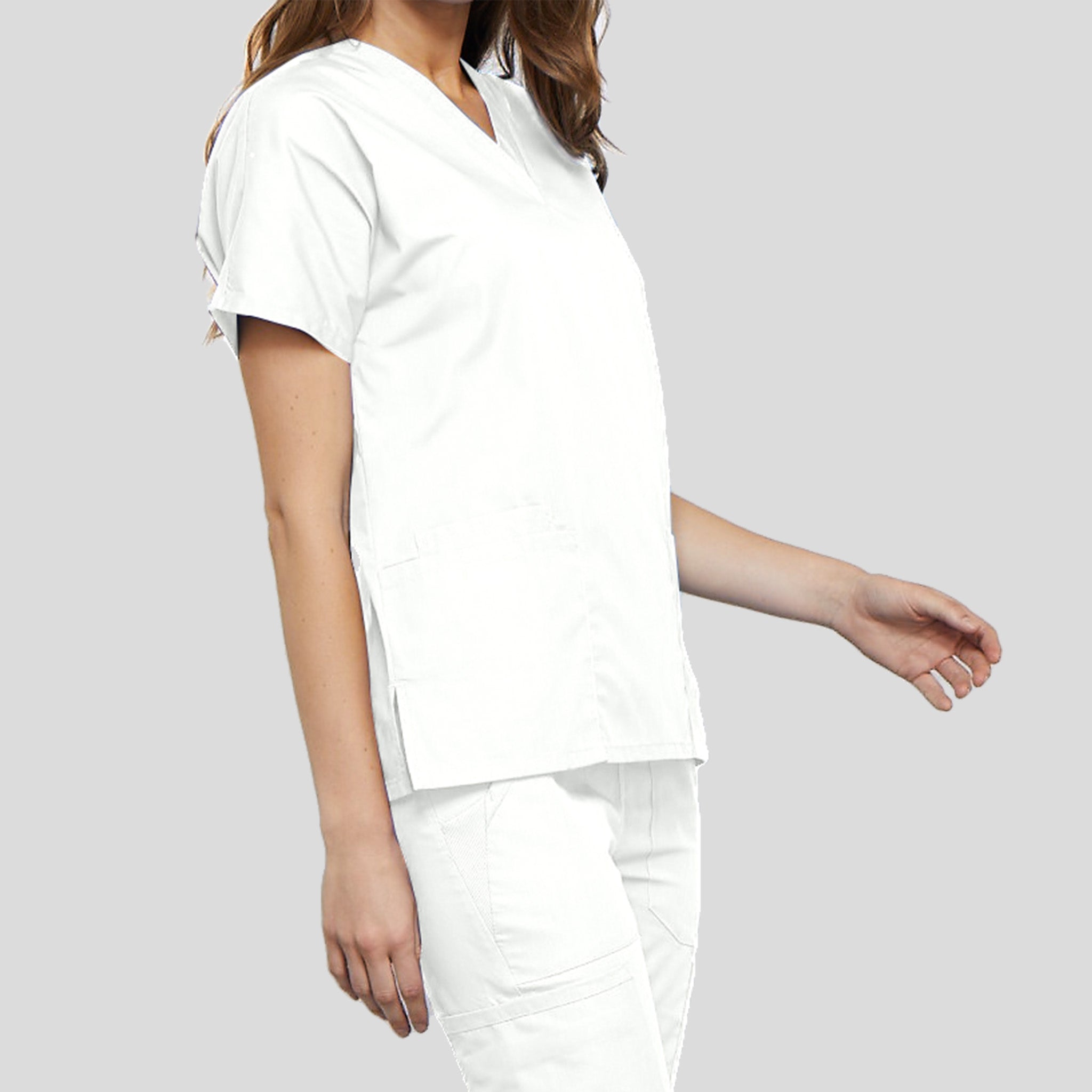 Women's V-Neck 2 Pocket | White