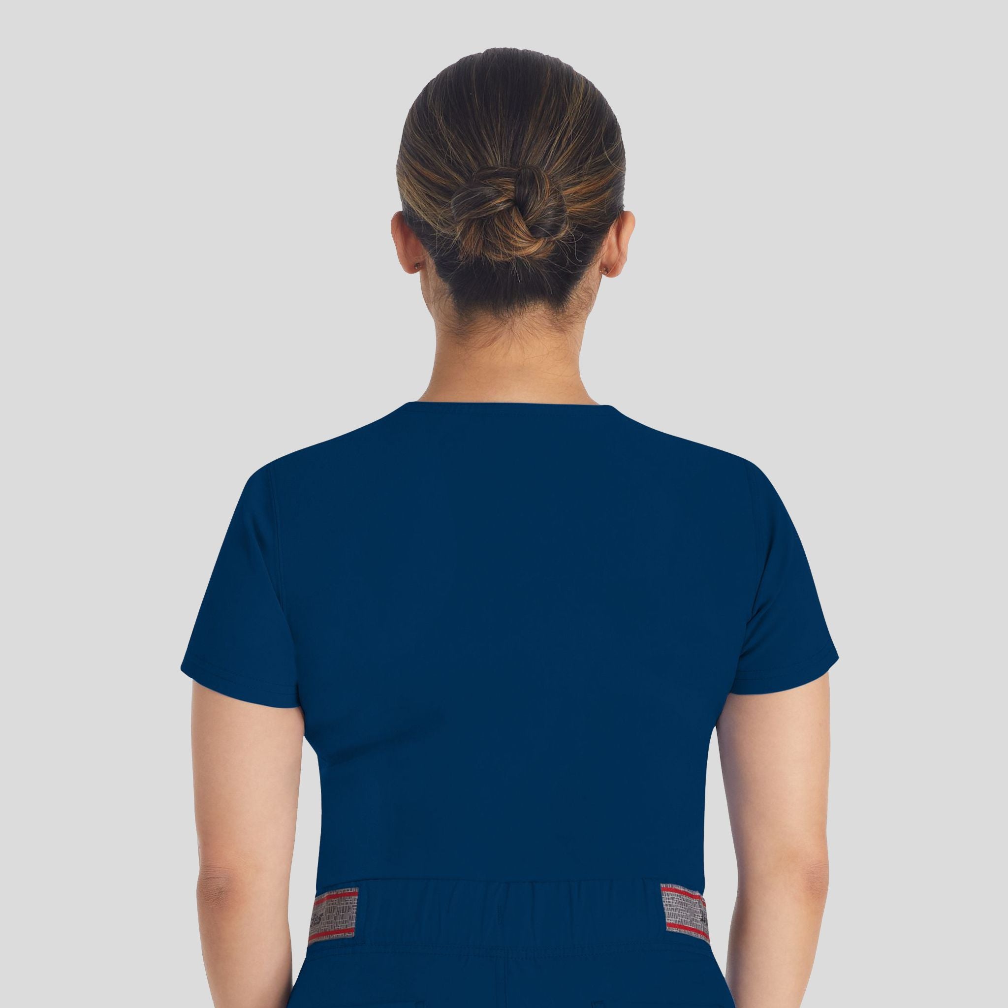 Women's Round Neck Henley Scrub Top | Navy