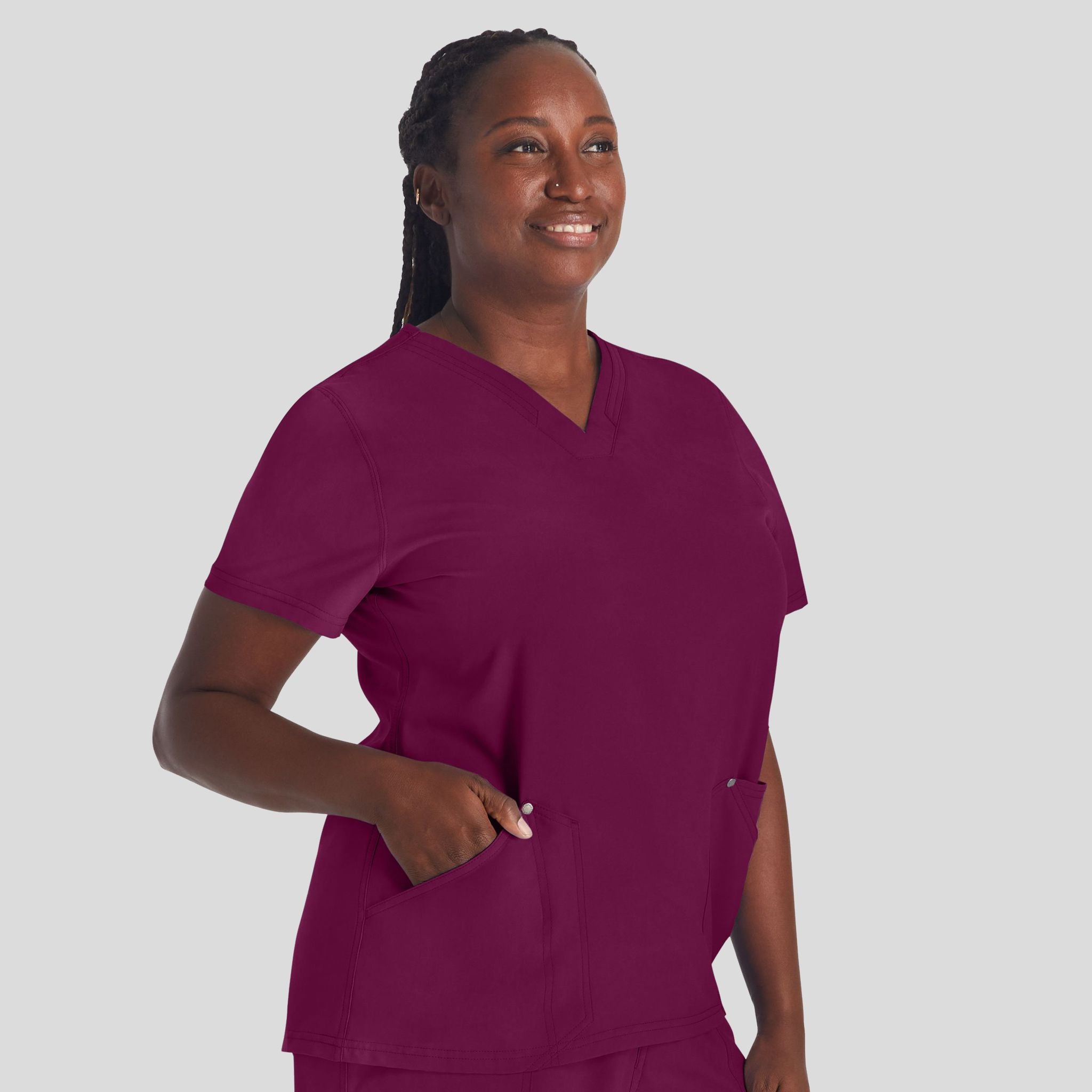 Women's V-Neck Scrub Top | Wine