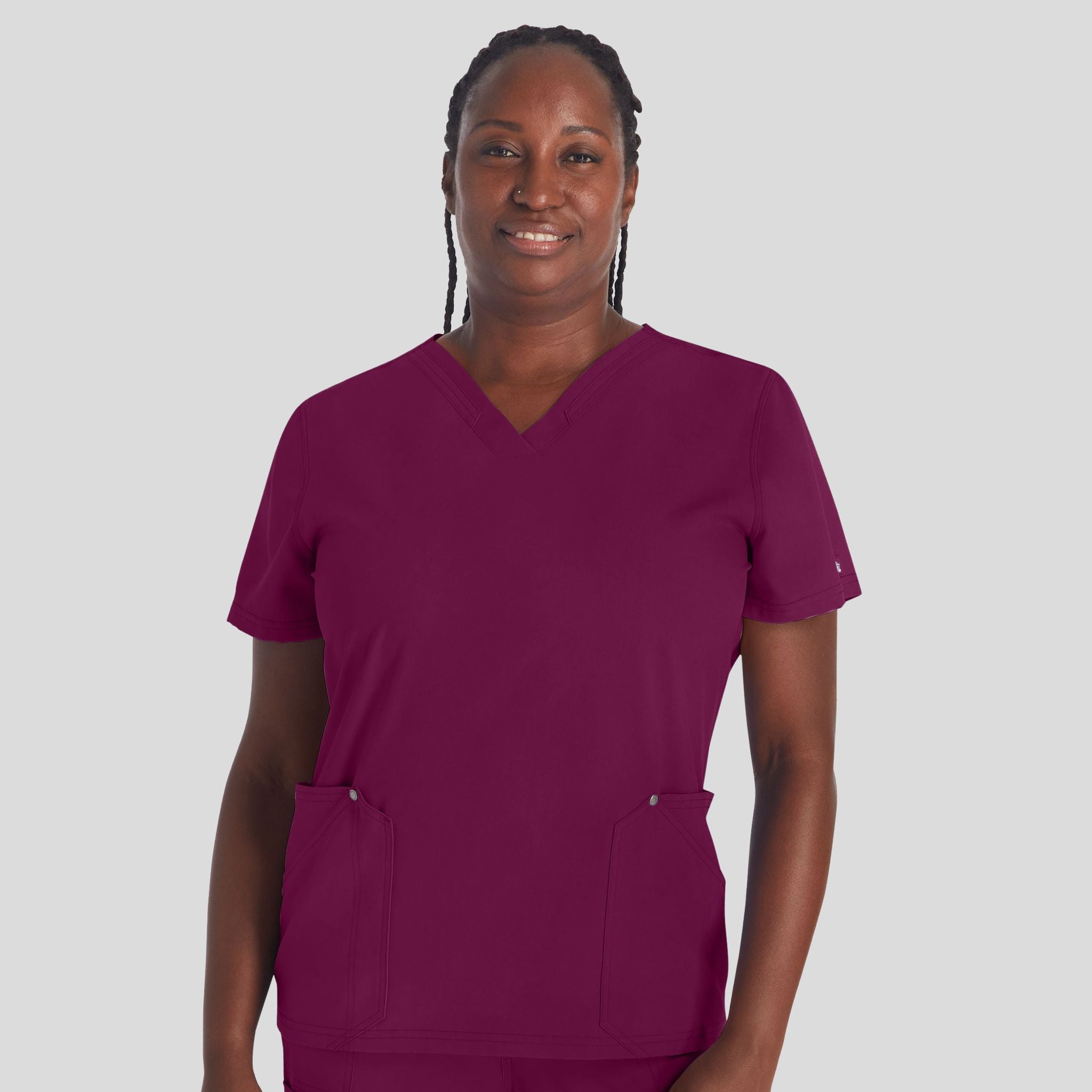 Women's V-Neck Scrub Top | Wine