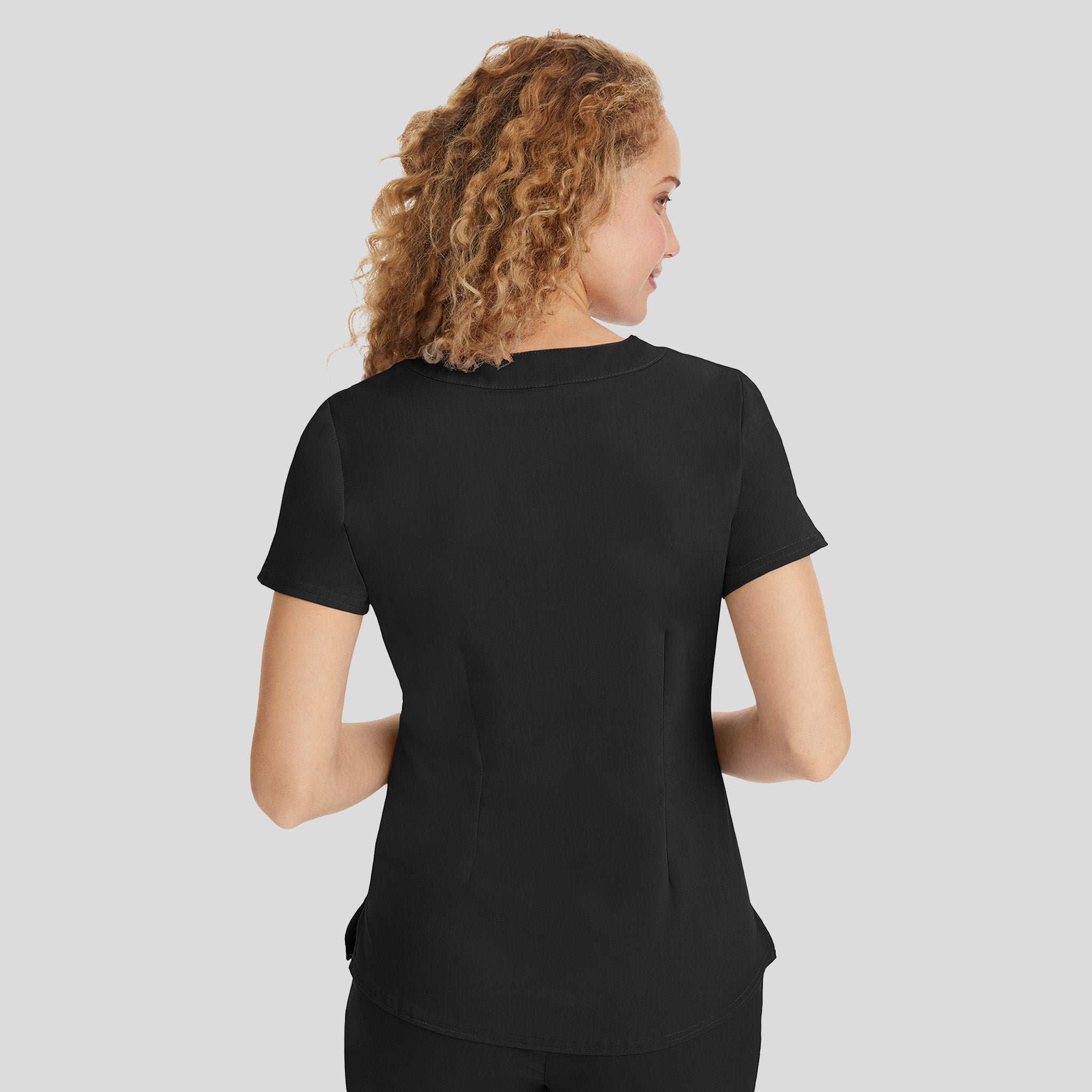 Jane Y-Neck Scrub Top | Black