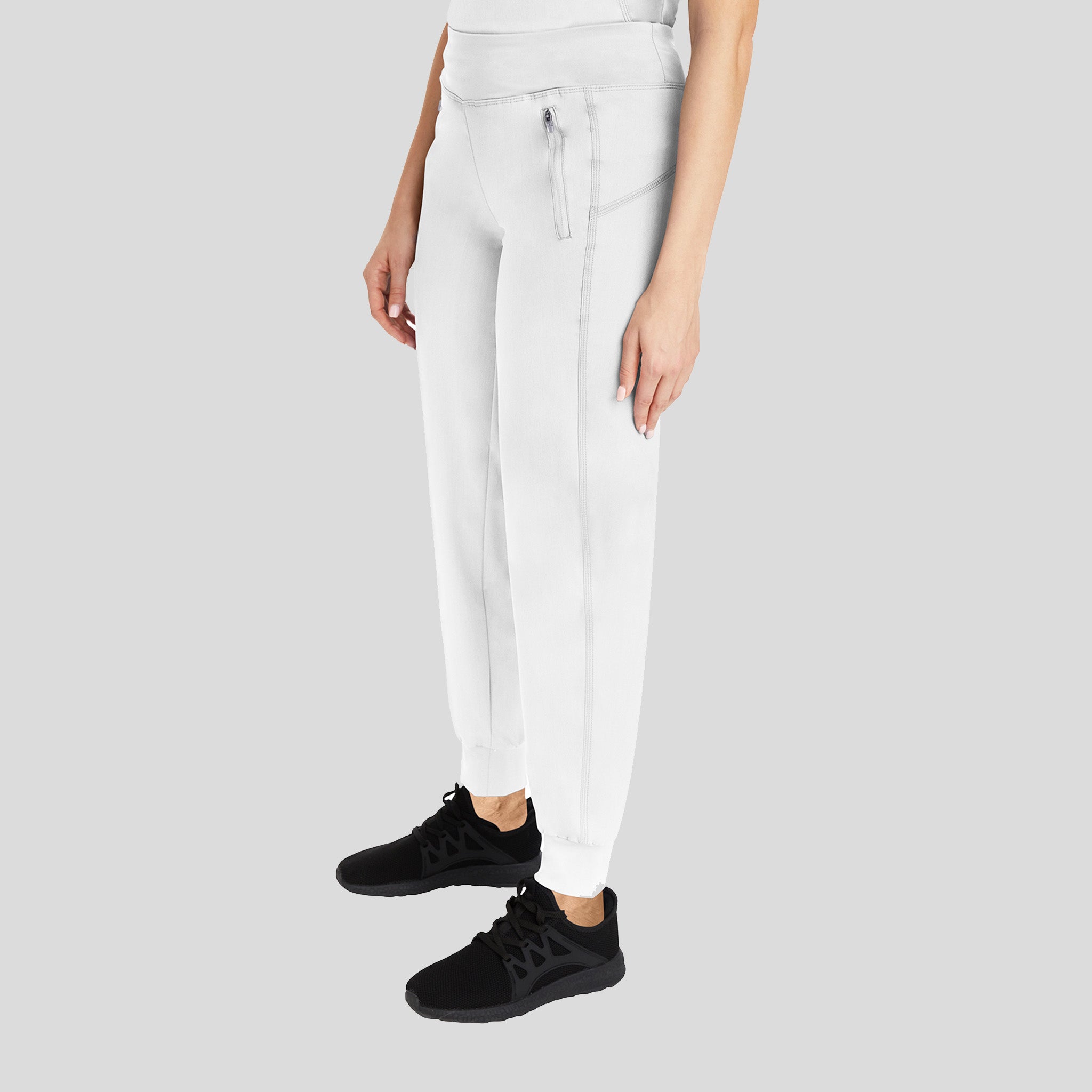 Tara Yoga Jogger Scrub Pant | White