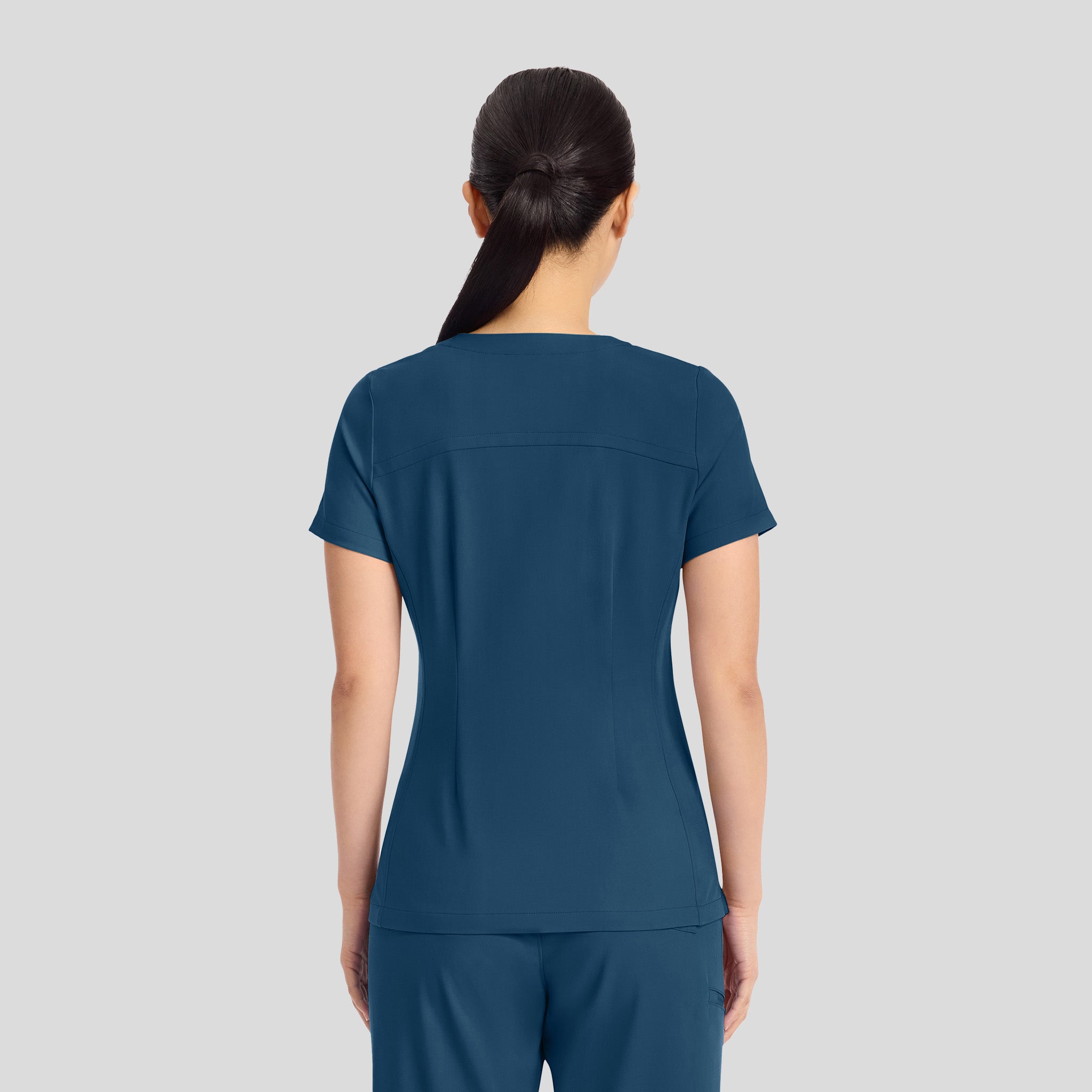 Women's Briana Y-Neck Scrub Top | Caribbean