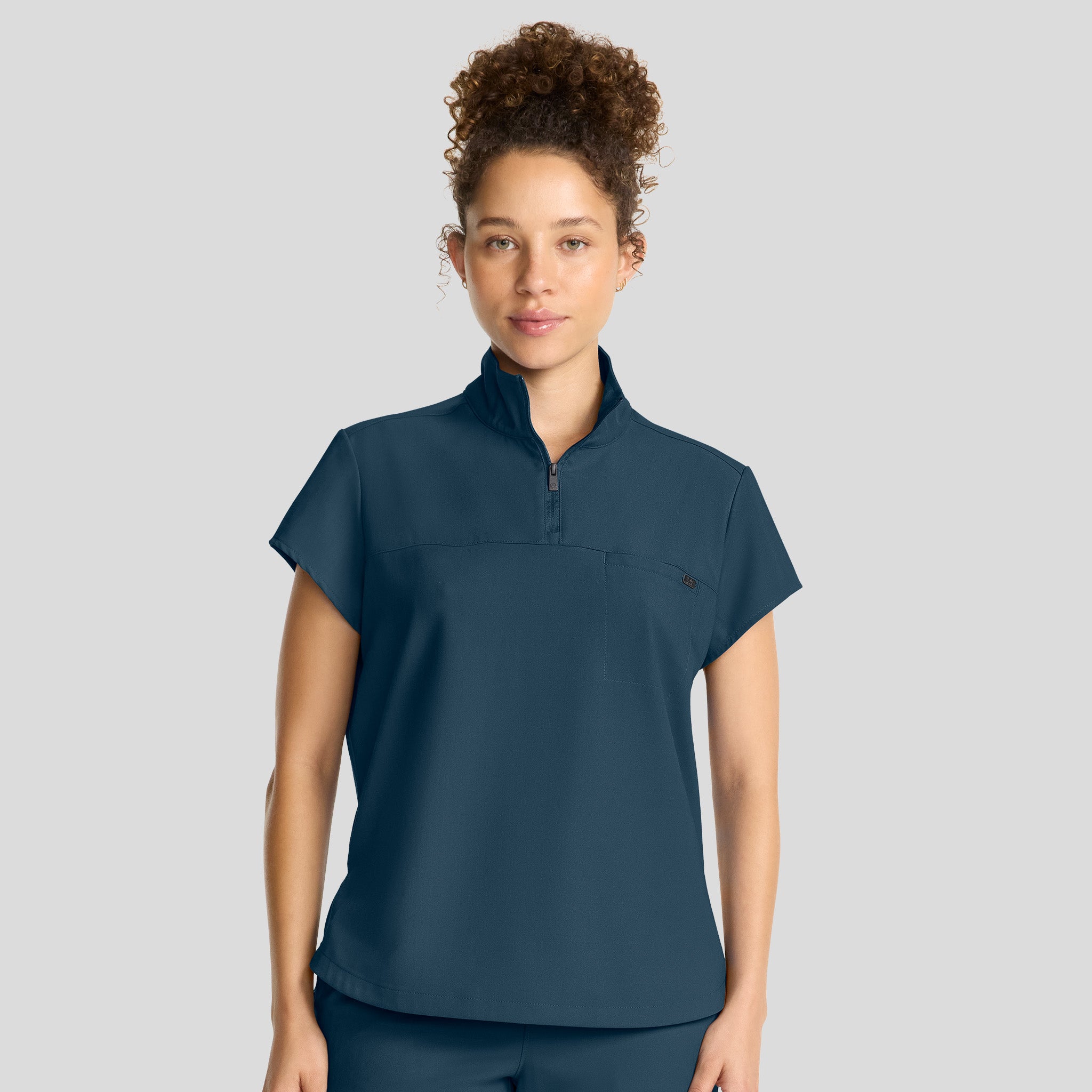 Women's Bella Quarter Zip Scrub Top | Caribbean