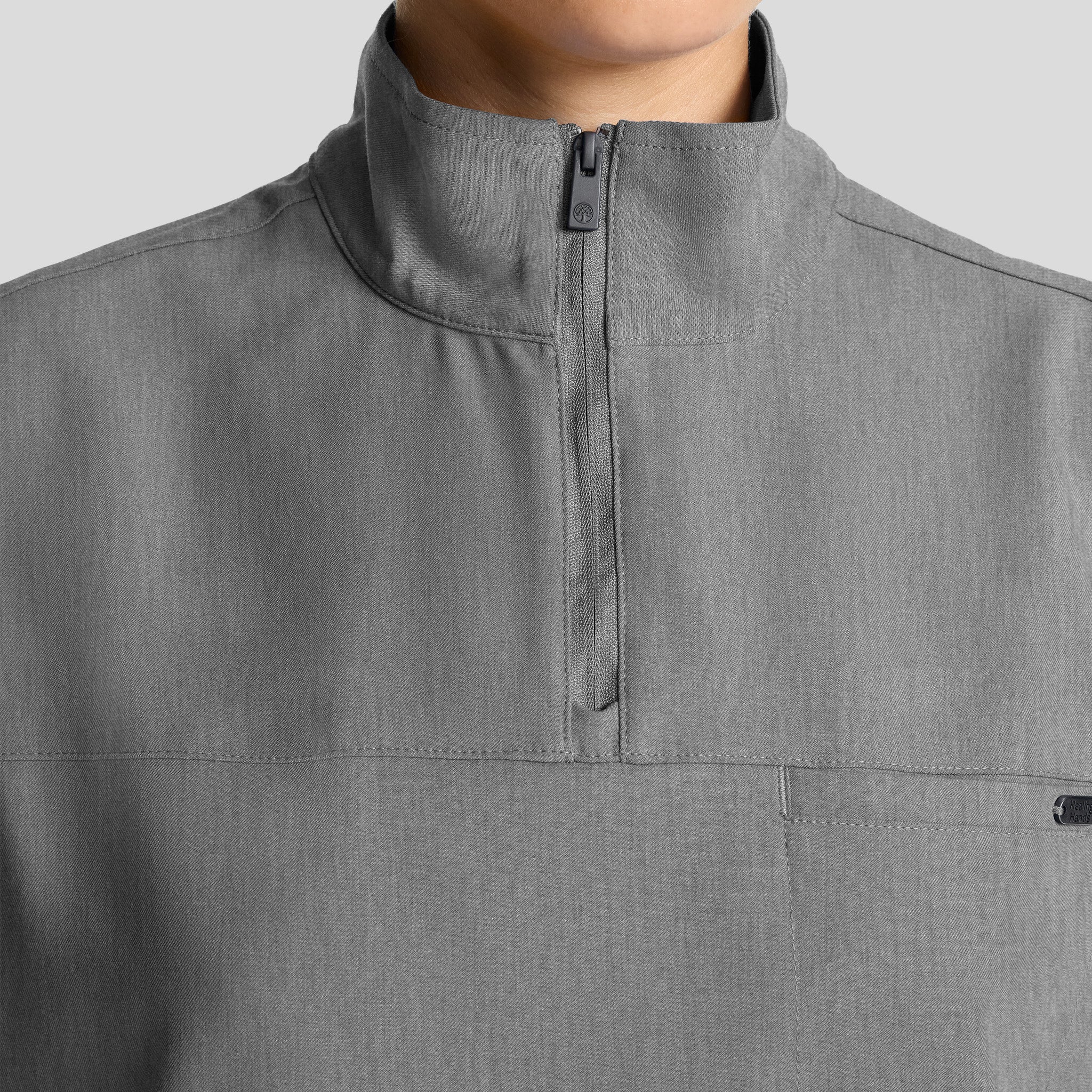 Women's Bella Quarter Zip Scrub Top | Heather Ash