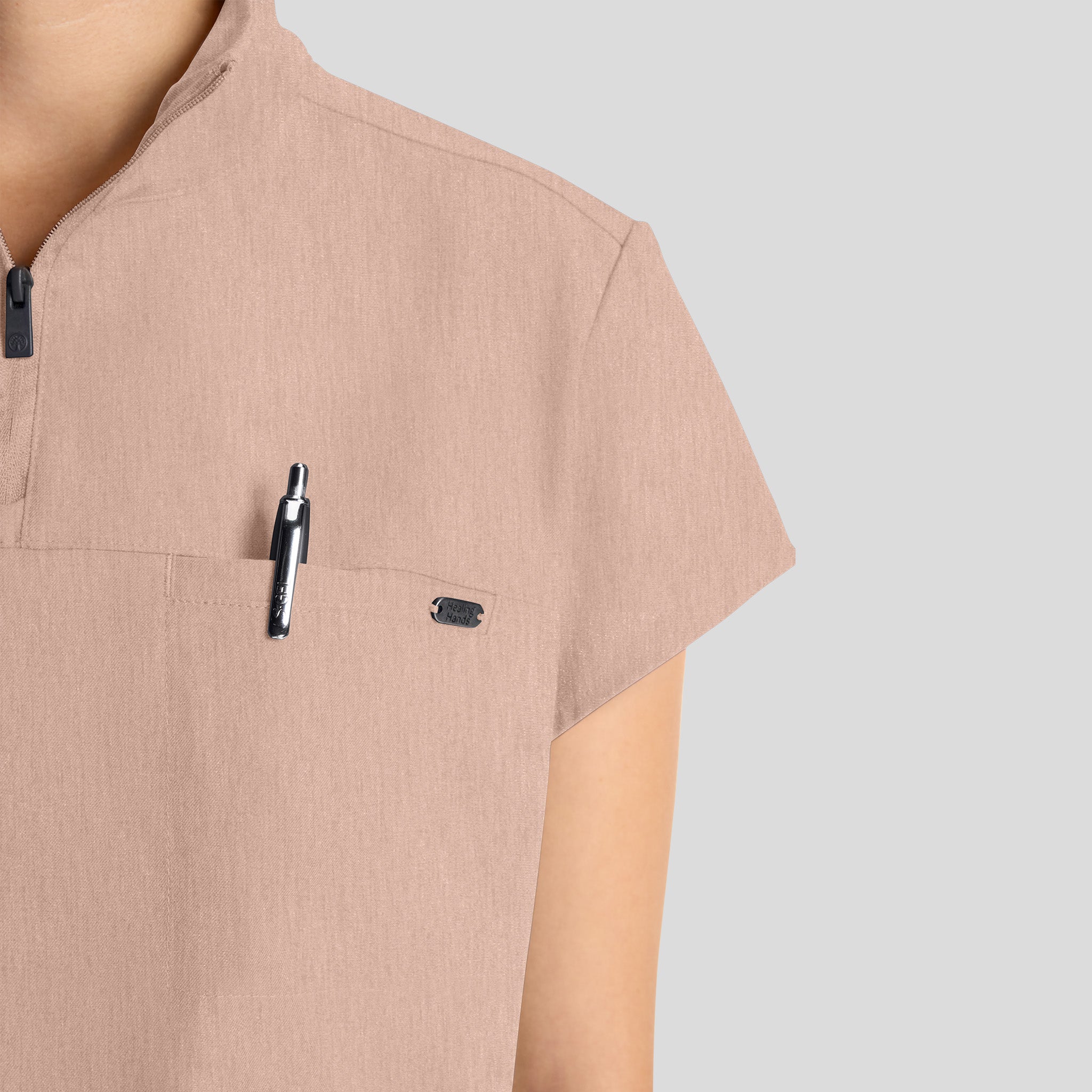 Women's Bella Quarter Zip Scrub Top | Desert Taupe