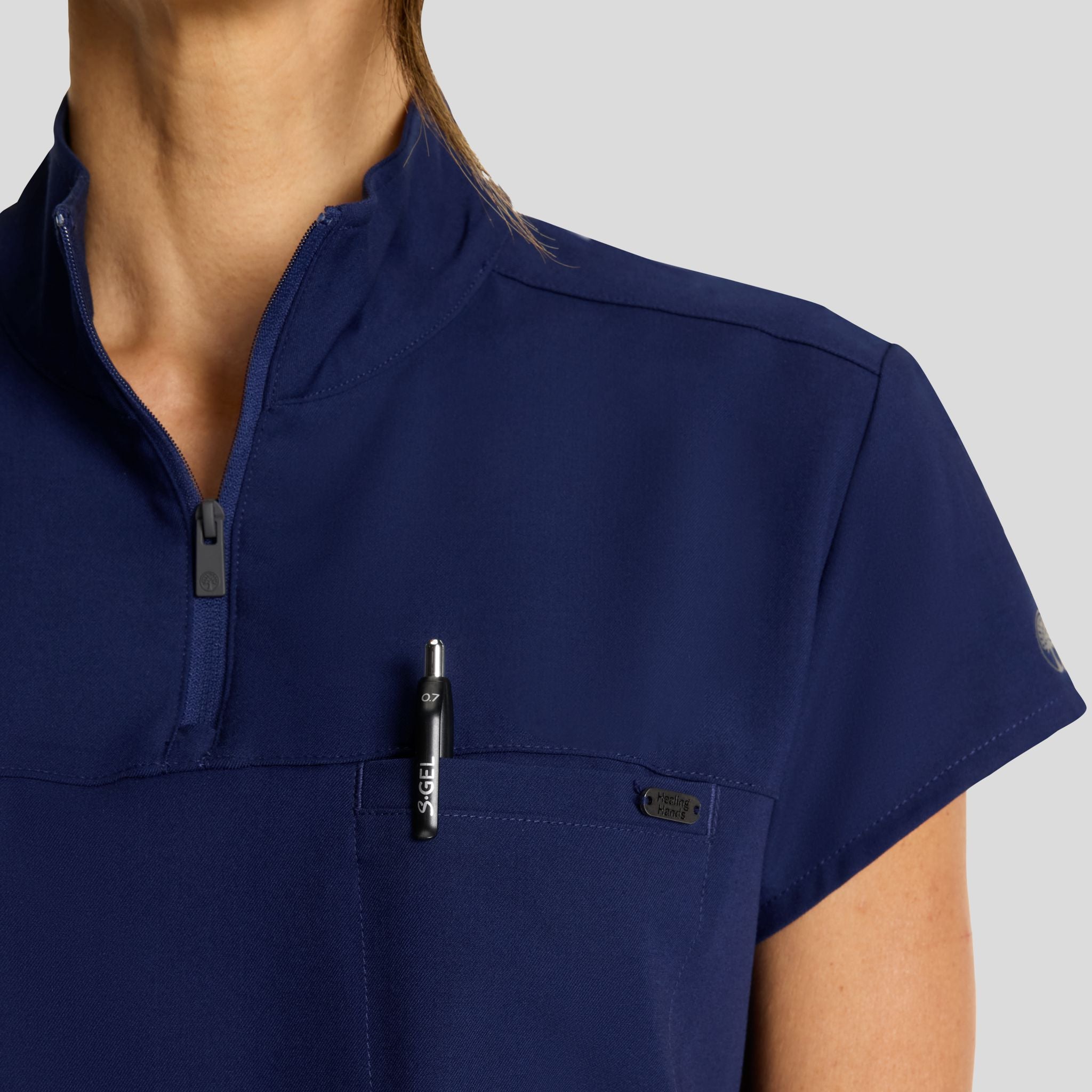 Women's Bella Quarter Zip Scrub Top | Navy