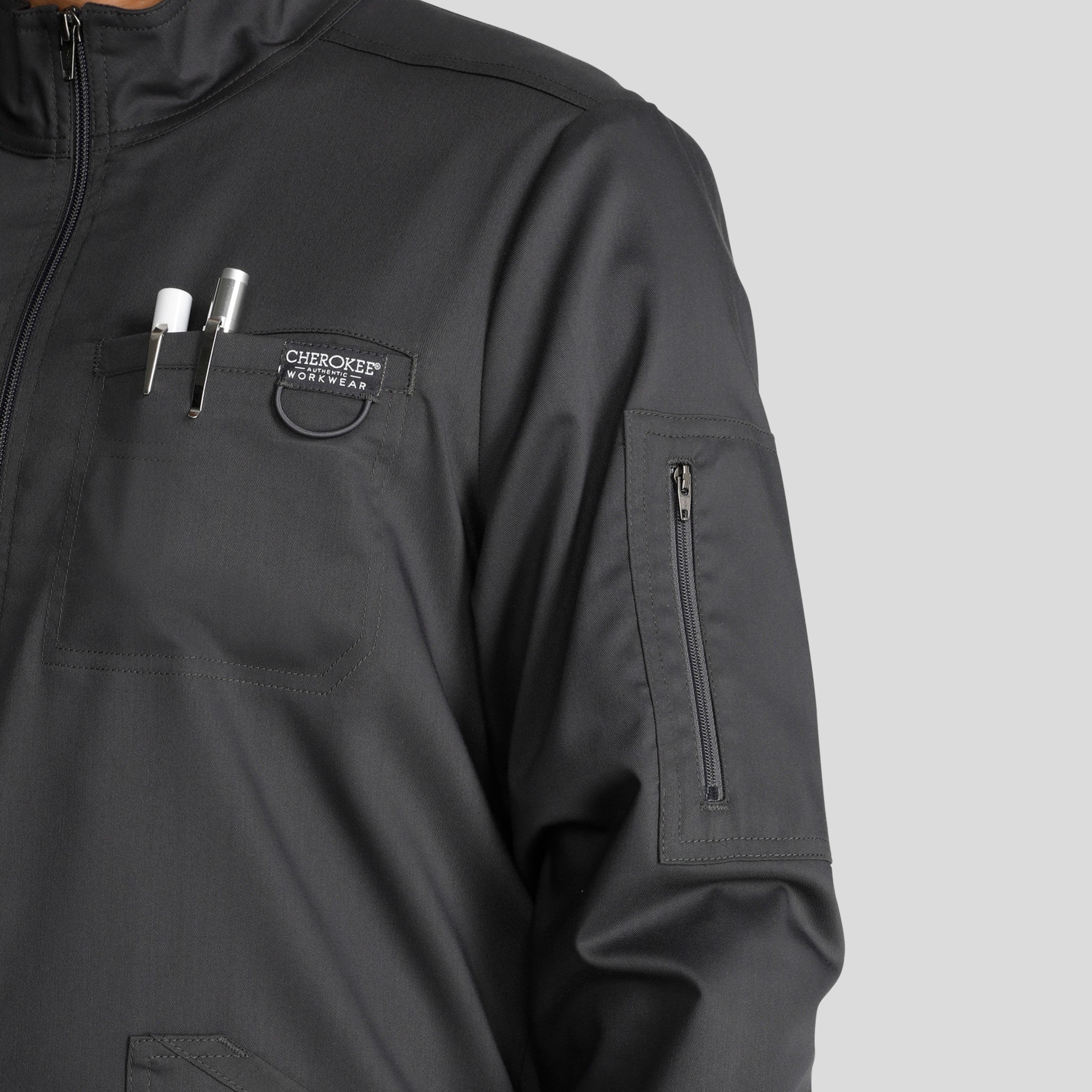 Men's Zip Front Scrub Jacket | Pewter