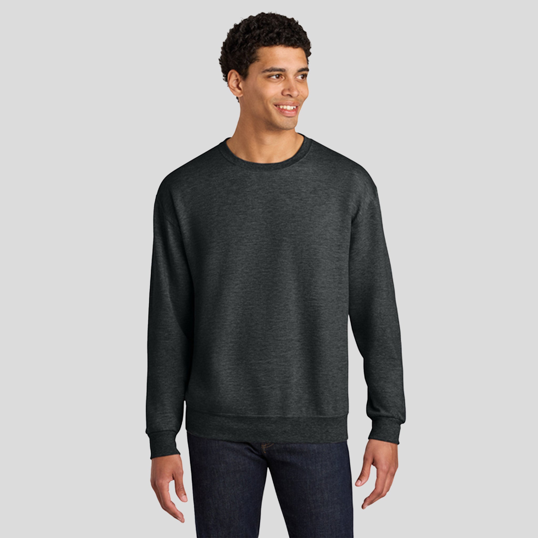 Ultimate™ Unisex CVC Ring Spun Crewneck Sweatshirt | Black Ink Heather
