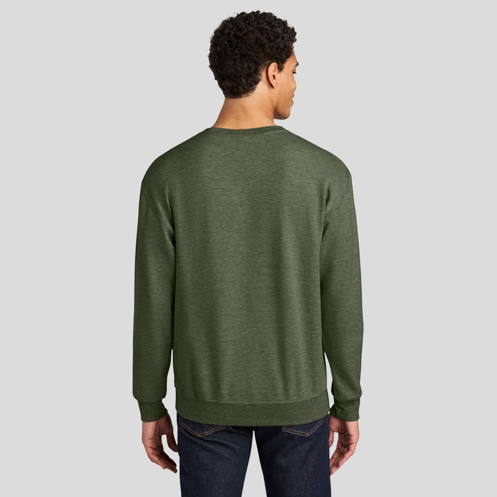 Ultimate™ Unisex CVC Ring Spun Crewneck Sweatshirt | Military Green Heather