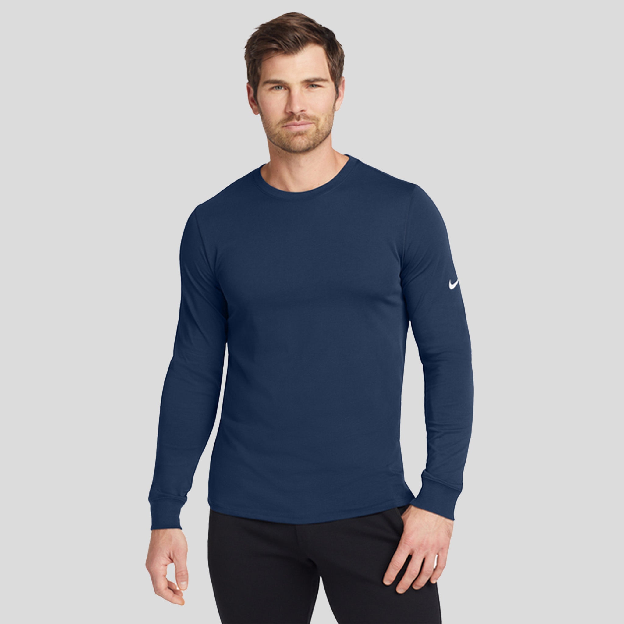 Dri-FIT Cotton/Poly Long Sleeve Tee | College Navy