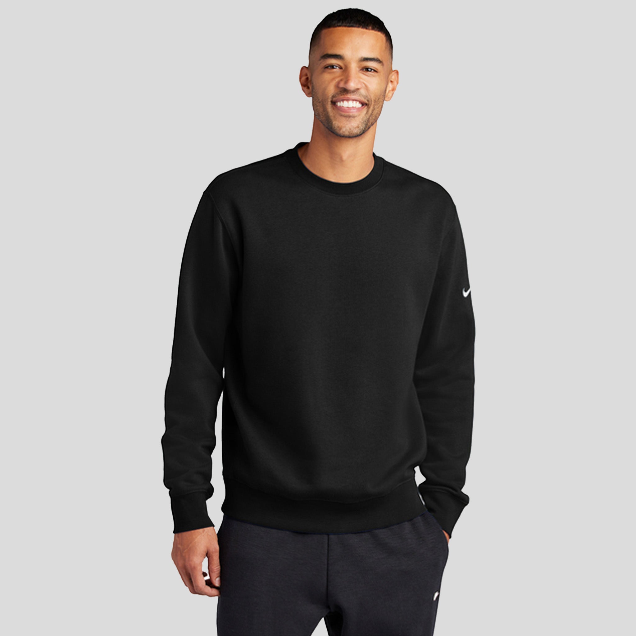 Club Fleece Sleeve Swoosh Crew | Black