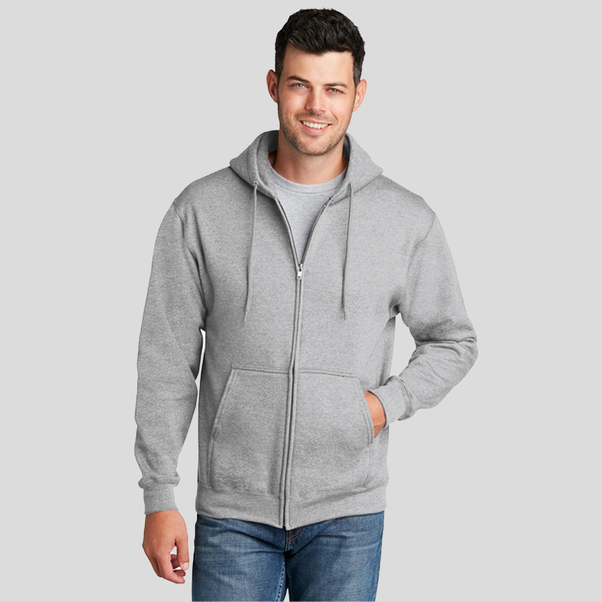Core Fleece Full-Zip Hooded Sweatshirt | Ash