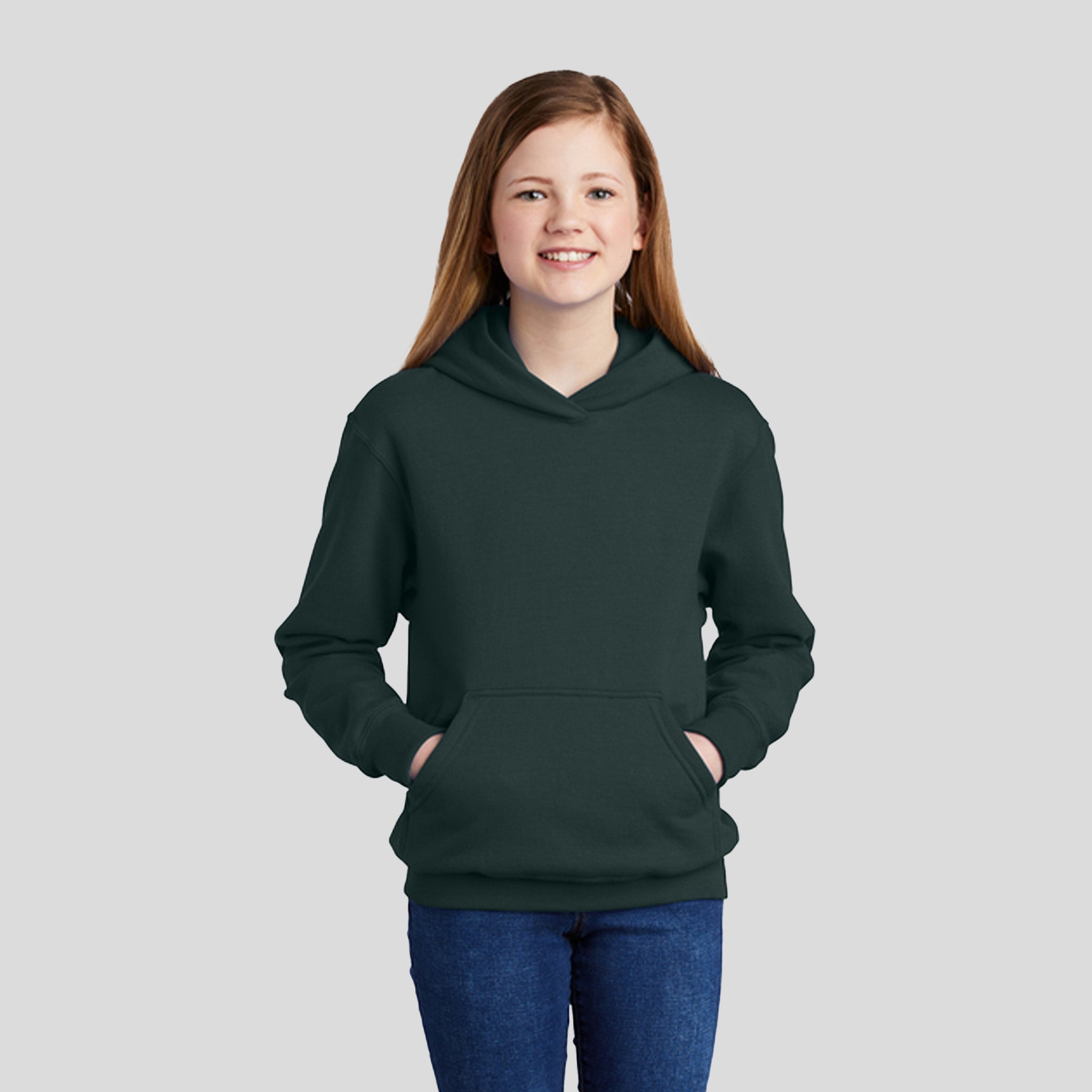 Youth Core Fleece Pullover Hooded Sweatshirt | Dark Green