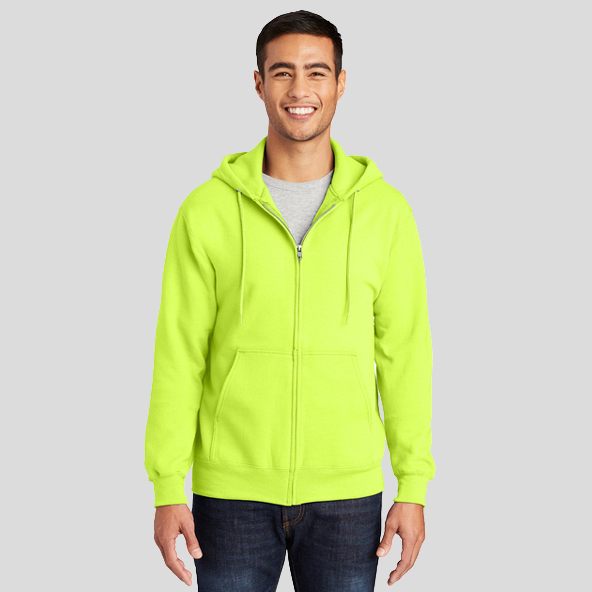 Tall Essential Fleece Full-Zip Hooded Sweatshirt  | Safety Green