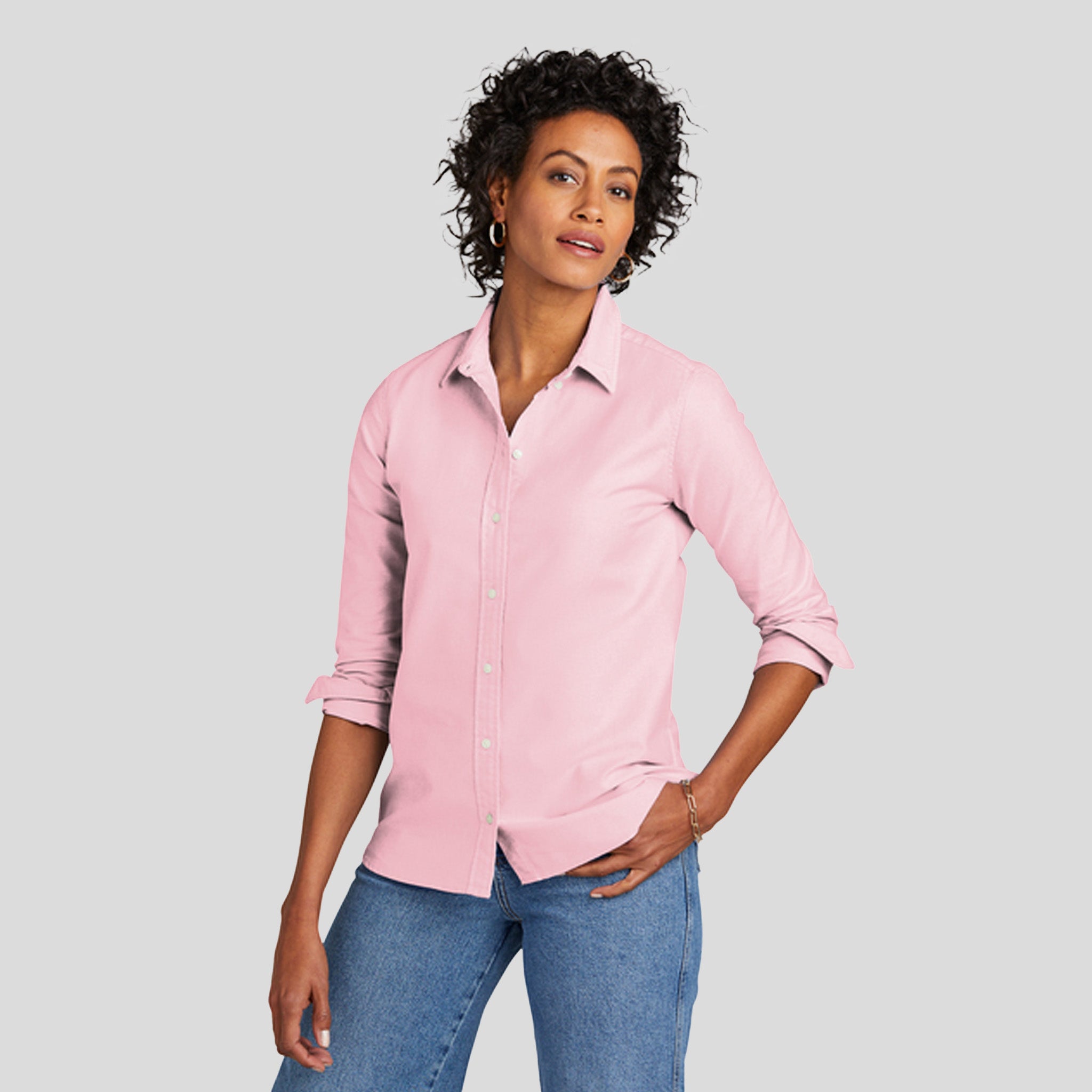 Women’s Casual Oxford Cloth Shirt | Soft Pink