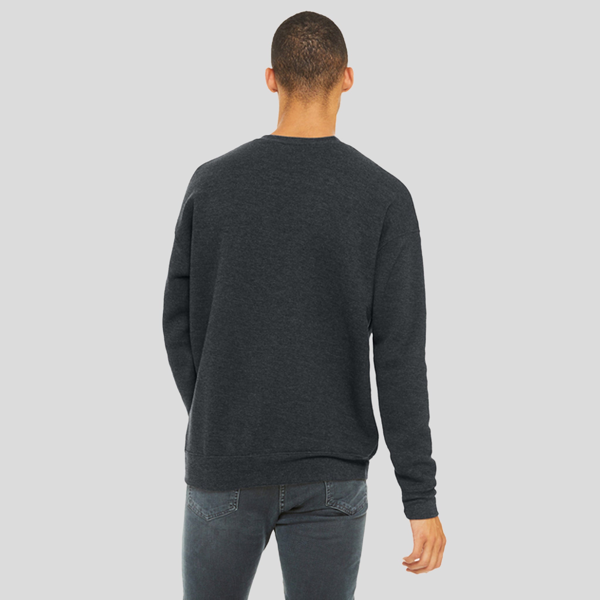 Unisex Sponge Fleece Drop Shoulder Sweatshirt | Dark Grey Heather