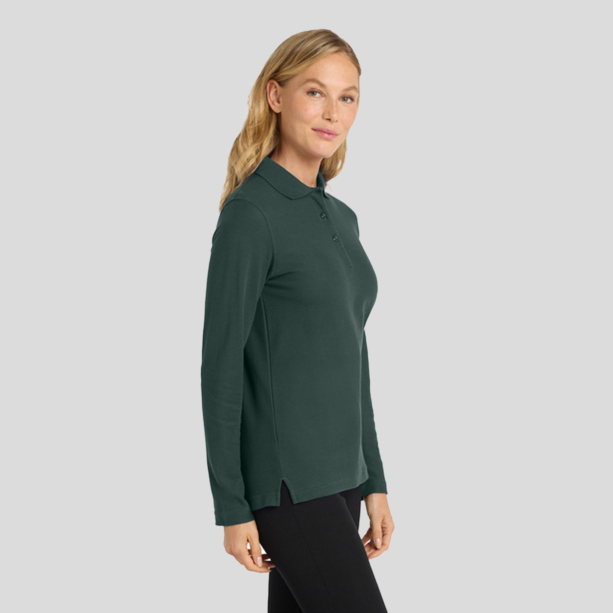Women's Silk Touch™ Long Sleeve Polo | Dark Green