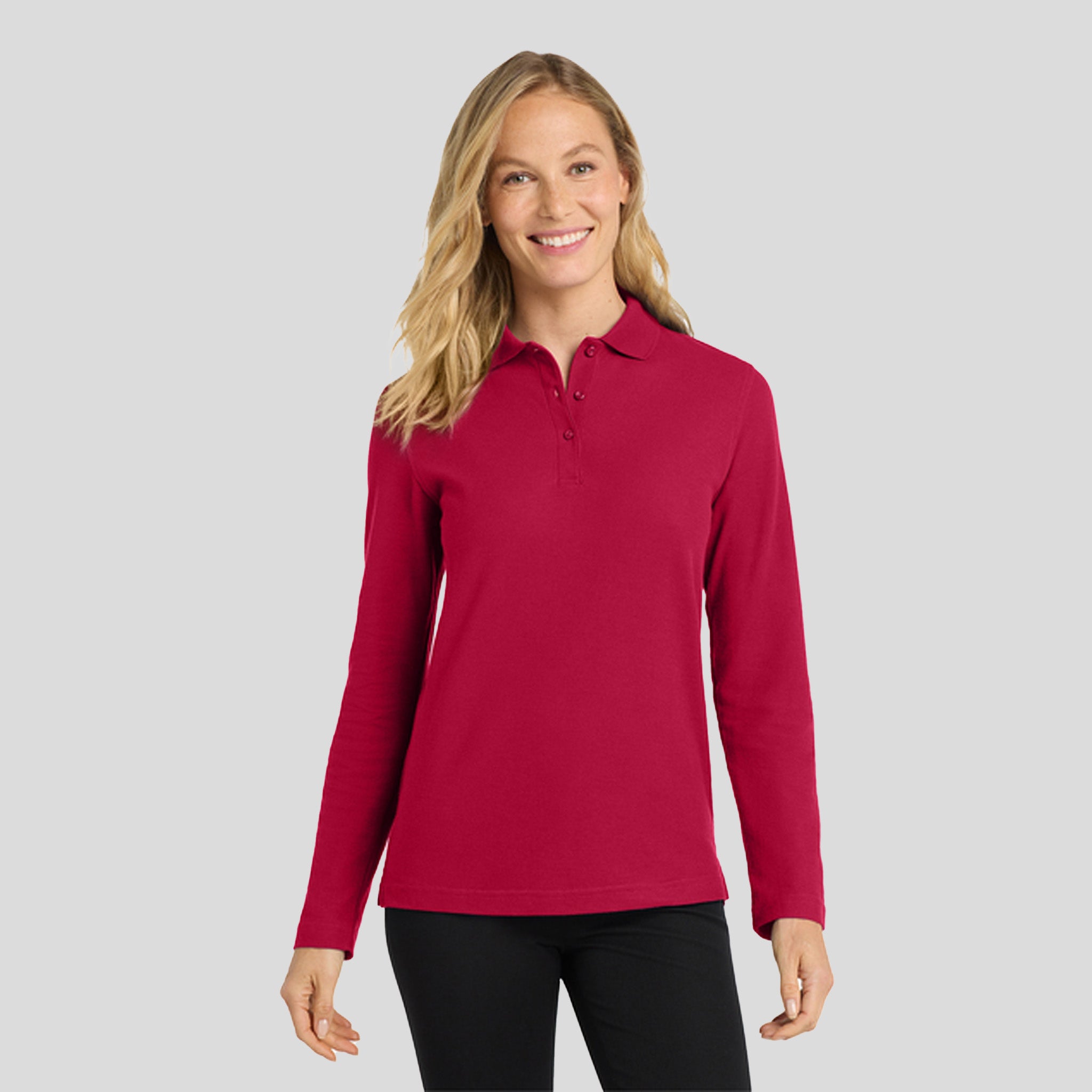 Women's Silk Touch™ Long Sleeve Polo | Red