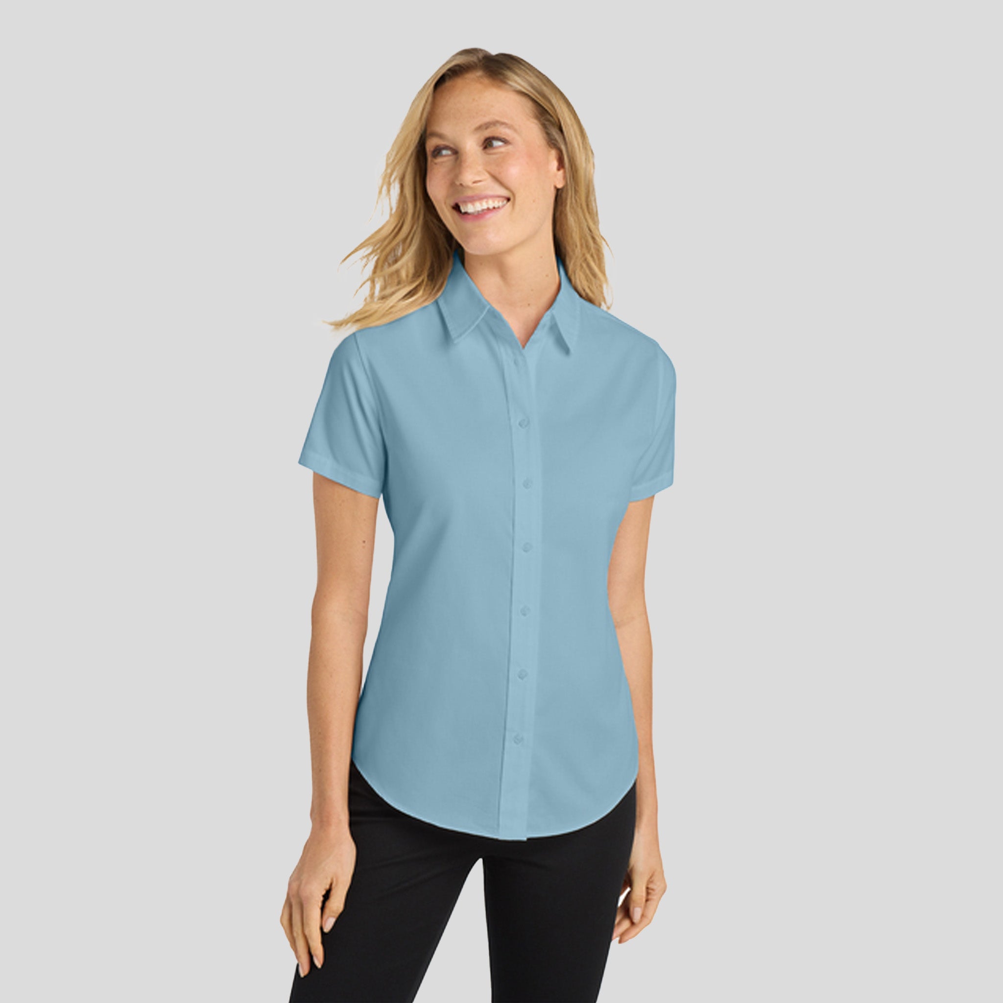Women's Short Sleeve Easy Care Shirt | Light Blue/Light Stone