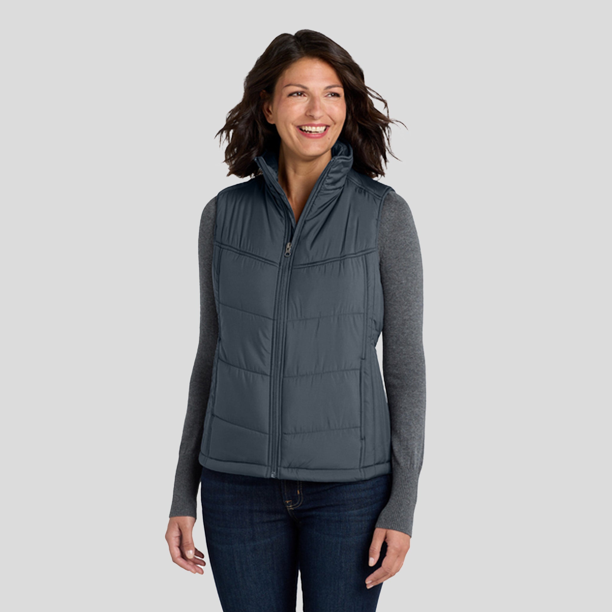 Women's Puffy Vest | Dark Slate/Black