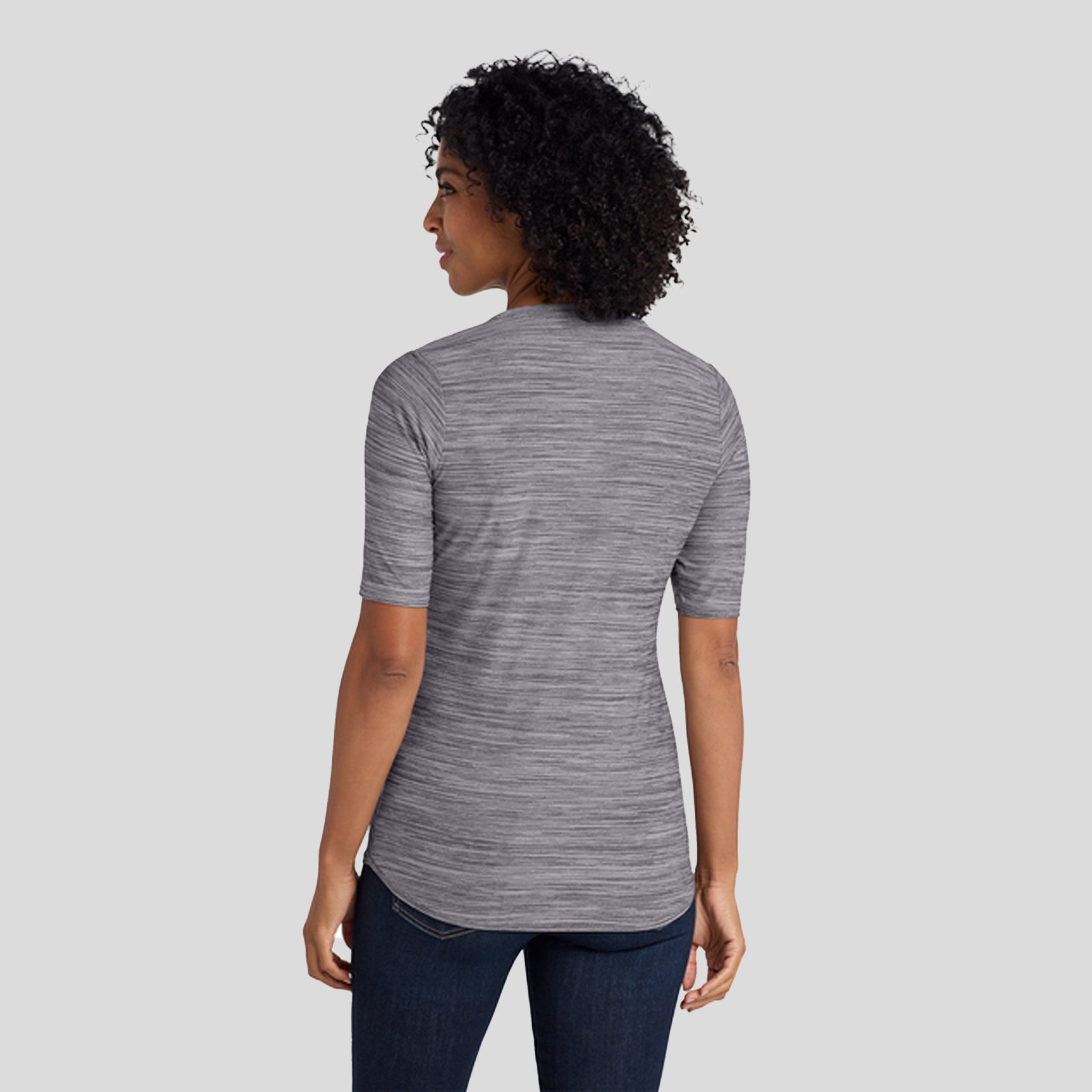 Women's Stretch Heather Open Neck Top | Graphite/ White