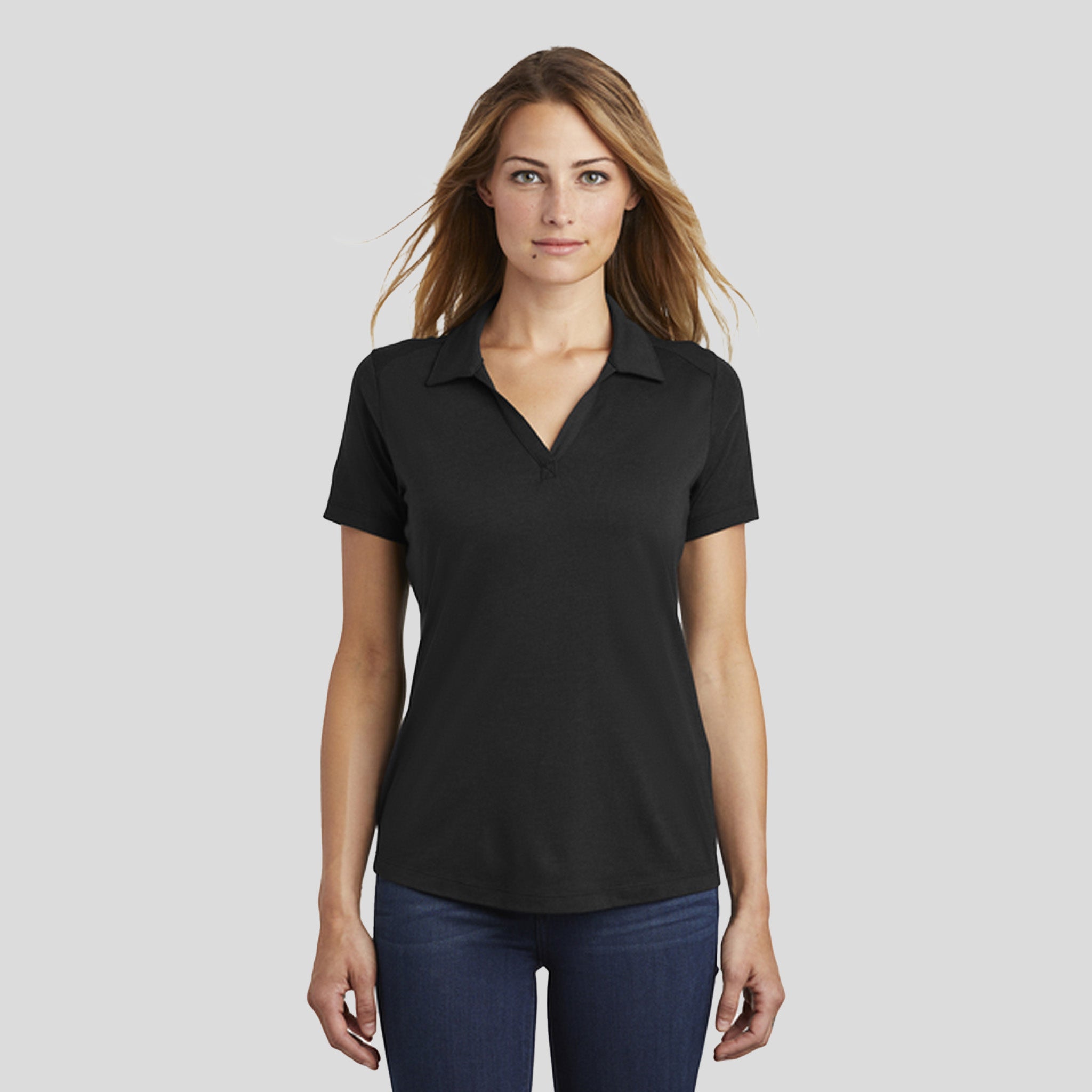 Women's PosiCharge ® Tri-Blend Wicking Polo | Black Triad Solid