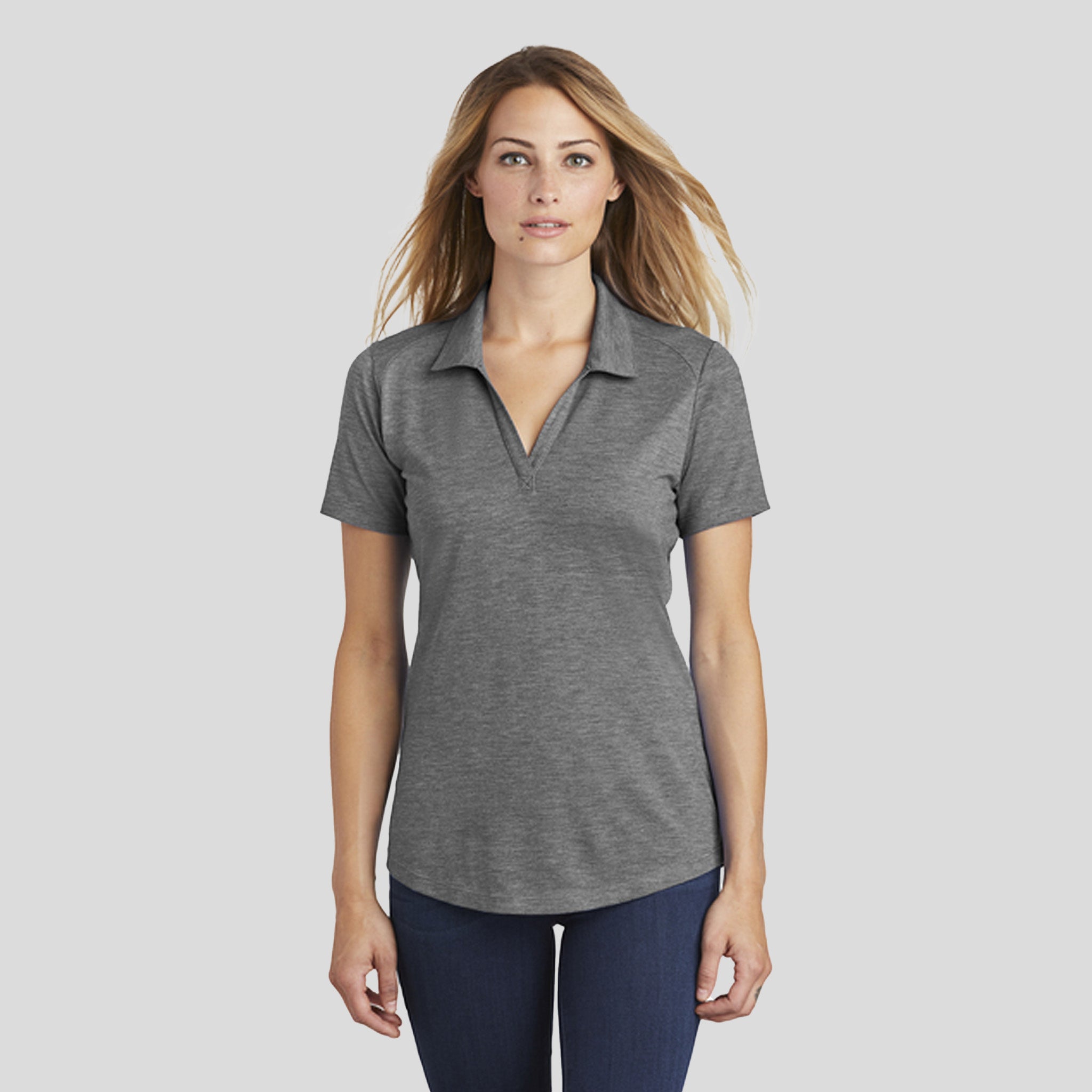 Women's PosiCharge ® Tri-Blend Wicking Polo | Dark Grey Heather