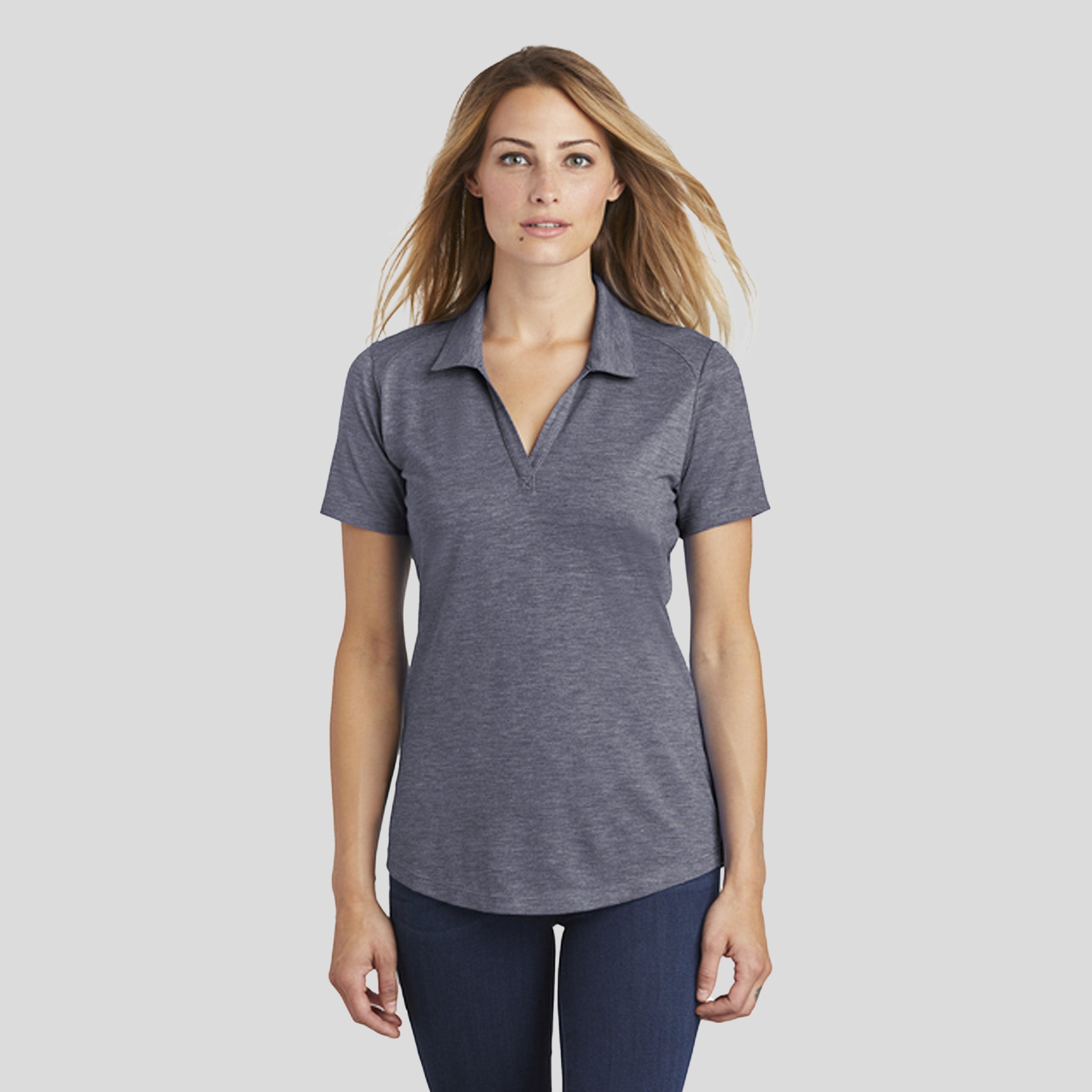 Women's PosiCharge ® Tri-Blend Wicking Polo | True Navy Heather