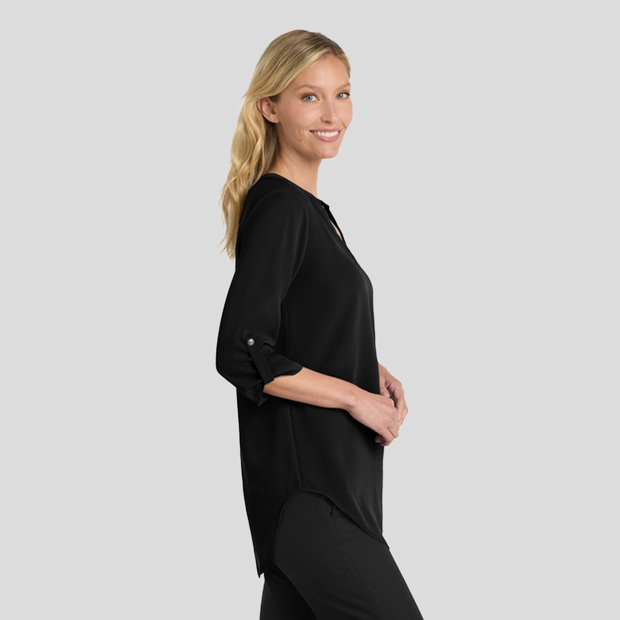 Women's 3/4-Sleeve Tunic Blouse | Black
